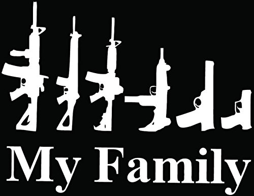 Funny Guns Weapon Vinyl Decal for Car & Truck - 10 Inch White | Bumper & Window Sticker