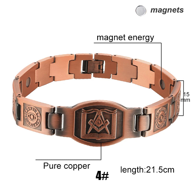 Men's Magnetic Health Bracelet - Pure Copper Energy Bracelet with Blood Pressure Magnets | Pain Relief & Improved Circulation | Perfect for Fitness, Work & Daily Wear