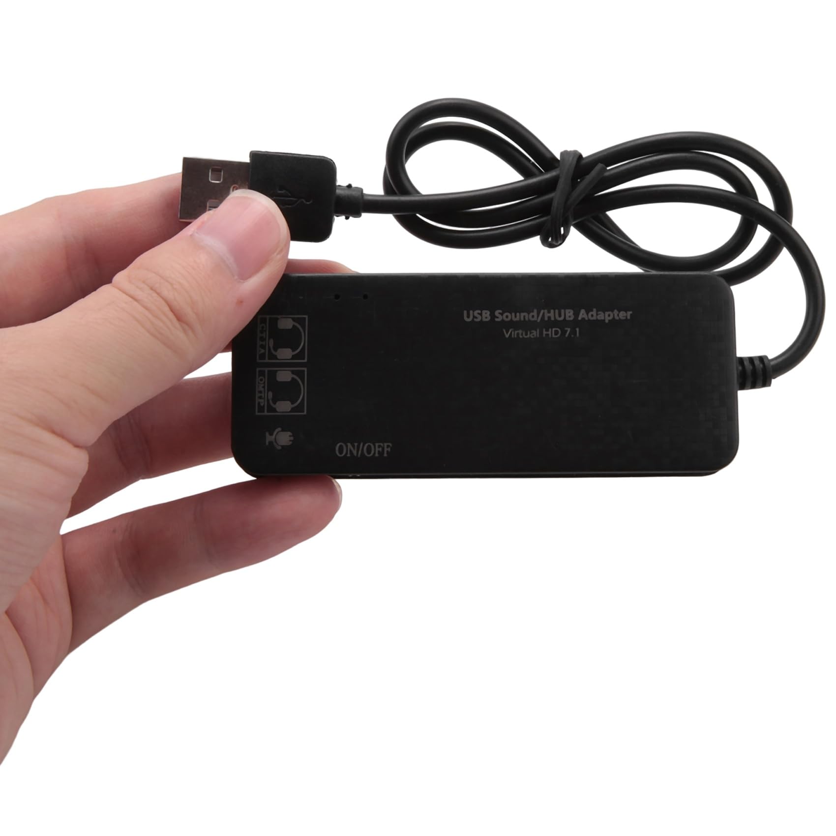 LIGUSTRUM 3-Port USB 2.0 Hub with 7.1 Channel External Sound Card & Headset/Microphone Adapter for PC - Black | Perfect for Gaming, Streaming & Conference Calls
