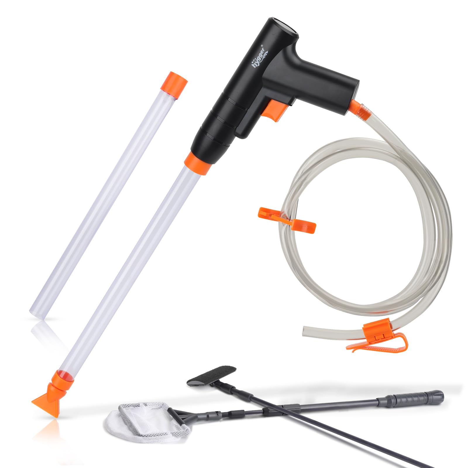Hygger Aquarium Gravel Cleaner Kit - Fish Tank Cleaning Brush & Water Changer with Sand Vacuum Siphon | Includes Hose Controller Clamp for Easy Aquarium Maintenance | Perfect for Freshwater & Saltwater Tanks
