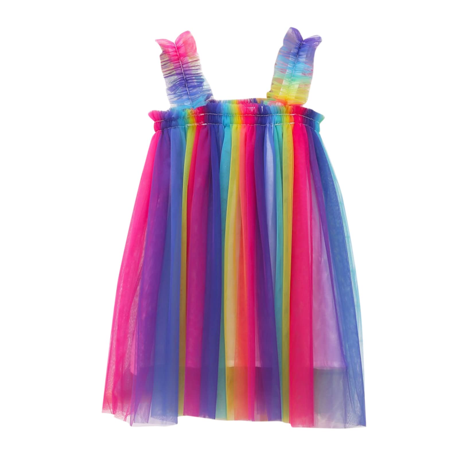Princess Birthday Dress for Girls 1-6 Years - Sleeveless Tulle Tutu Party Dress with Rainbow Layers | Perfect for Beach, Summer, Casual Wear & Special Occasions | Toddler Kids Dress (Size 5-6 Years)