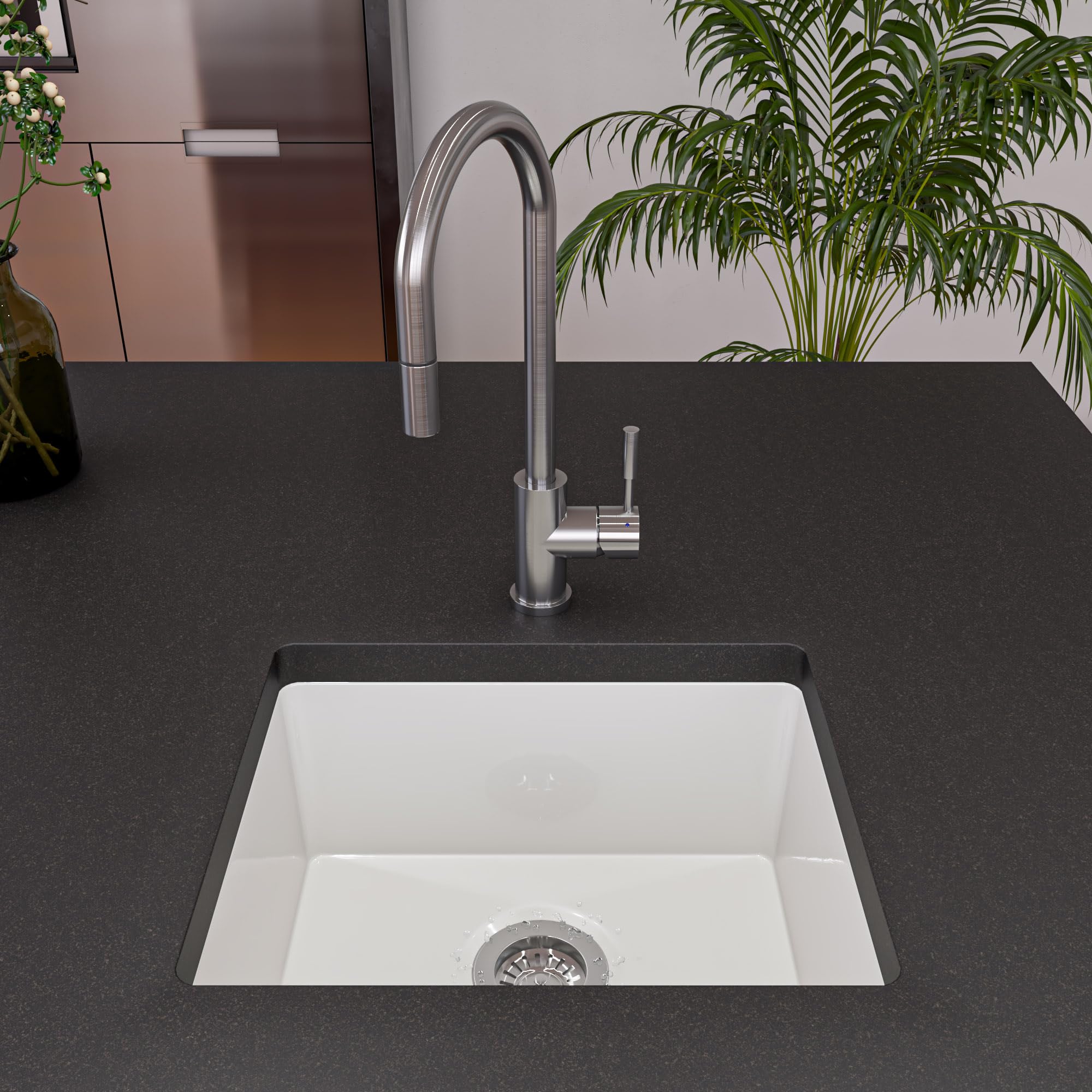 ALFI AB2017 Stainless Steel Kitchen Sink with Drainboard - White - Perfect for Modern Kitchens, Restaurant Prep & Home Renovation Projects