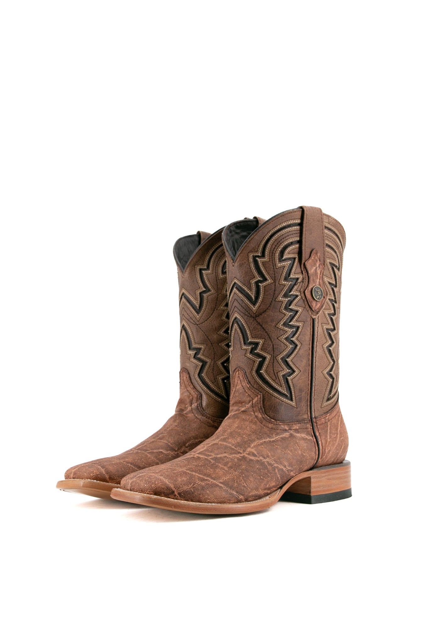 Rock'em Elephant Square Toe Cowboy Boots for Men - Western Style Leather Riding Boots with Comfortable Cushion - Perfect for Rodeo, Country Music Festivals & Outdoor Adventures