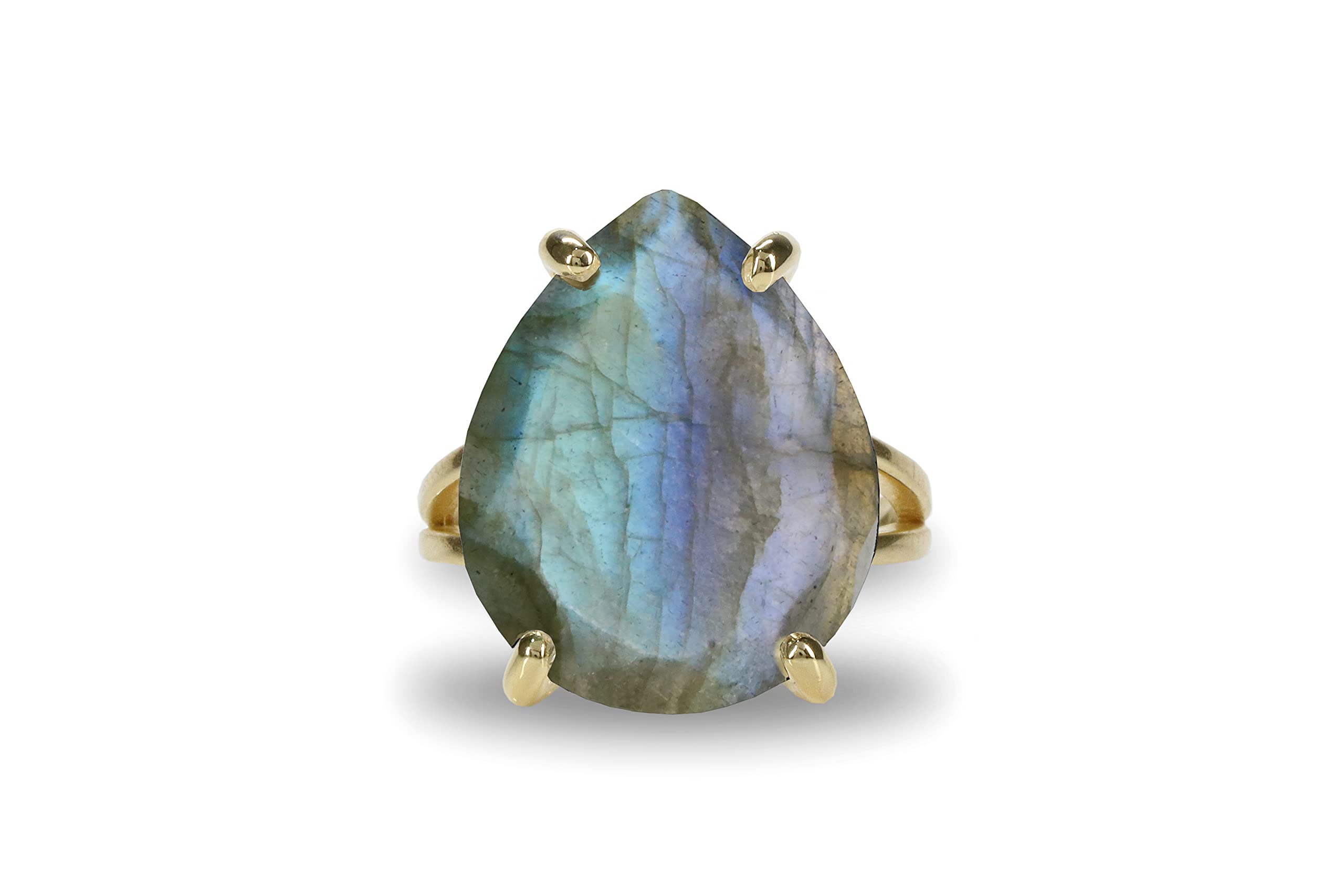 14K Gold Labradorite Ring for Women - Handmade Boho & Everyday Jewelry - Gift Ready with Fancy Box - Perfect for Layering, Office Wear & Special Occasions