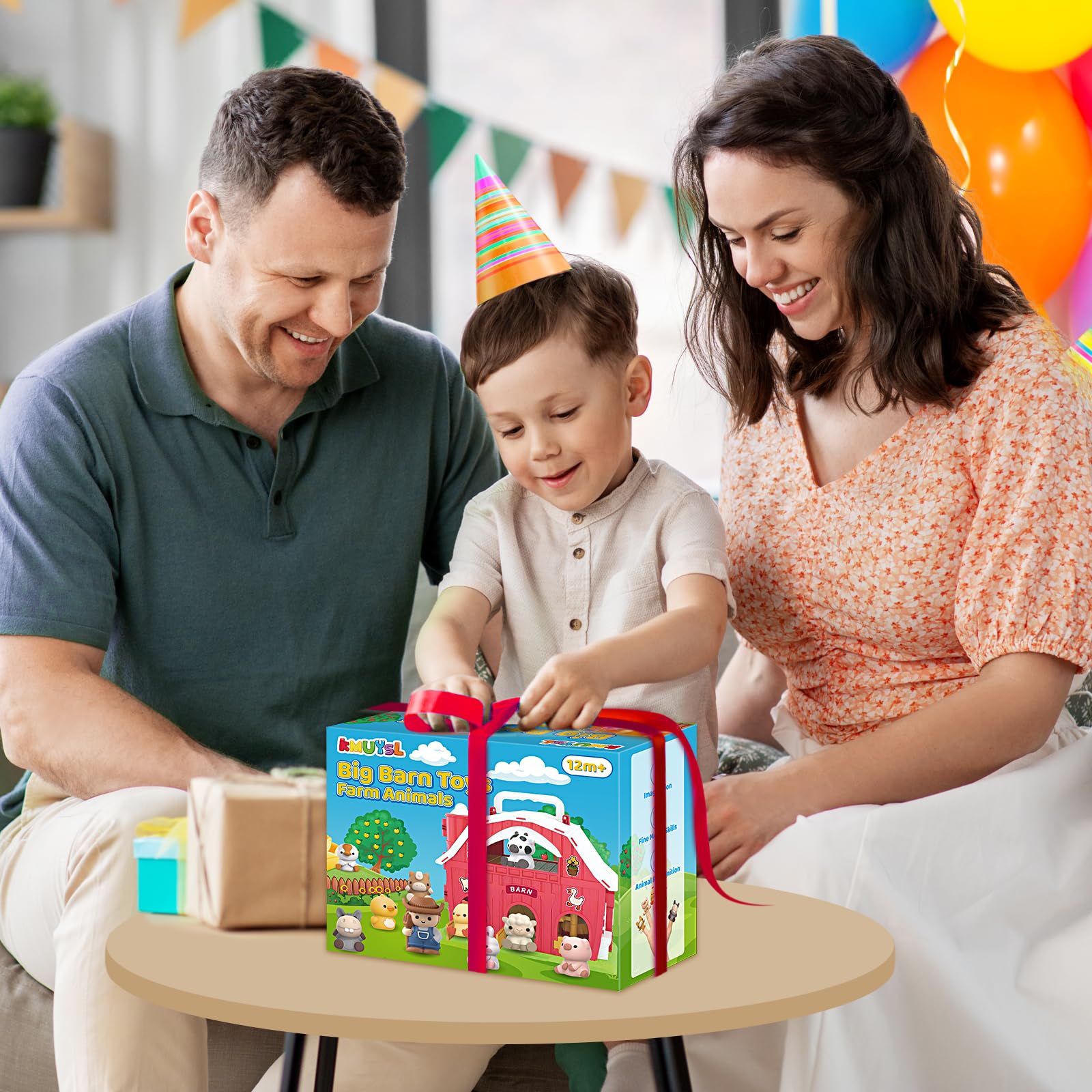 KMUYSL Farm Animal Playset - Montessori Learning Toys for Toddlers 1-3 Years Old | Big Red Barn with Animals, Educational Gift for Boys & Girls | Perfect for Christmas, Birthday & Easter | Ideal for Pretend Play, Early Learning & Sensory Development