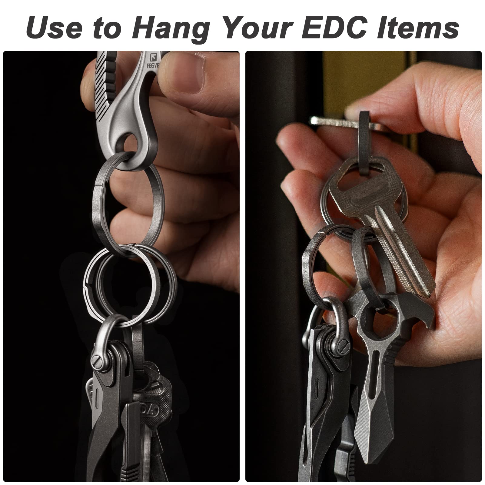 Titanium Key Rings for Keychain - Heavy Duty Side-Pushing Split Keyrings (10-Pack) - Durable Keychain Accessories for Home, Office, Car & Travel Organization