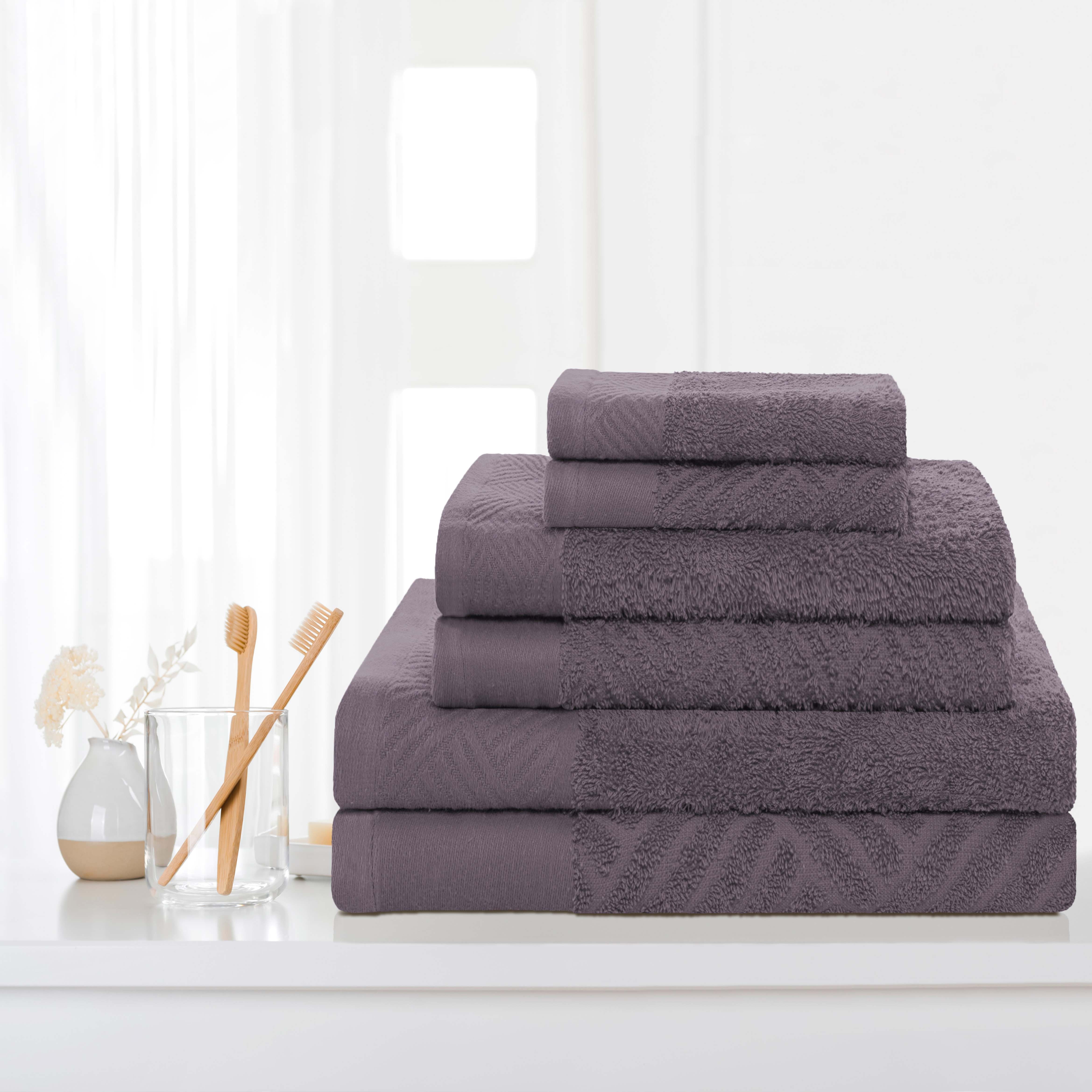 Luxury 6-Piece Egyptian Cotton Towel Set - Basketweave Jacquard & Solid Design - Ultra Soft & Absorbent Bath Towels for Spa, Hotel, or Home Use