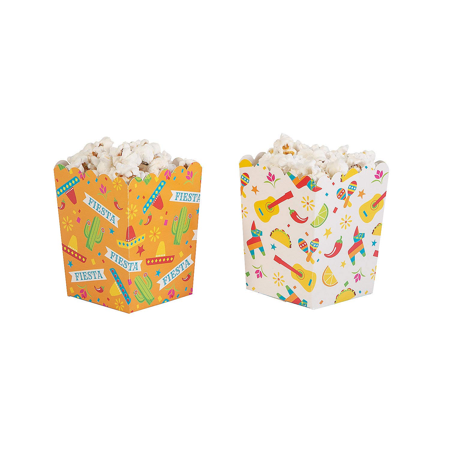 Fun Express Fiesta Popcorn Boxes - 24-Piece Colorful Cinco de Mayo Party Supplies for Snacks, Treats & Favors | Perfect for Mexican-Themed Parties, Taco Nights, Birthday Celebrations & Festive Events | Great for Movie Nights, School Events & Family Gatherings