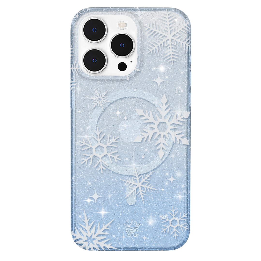 Snow Angel Glitter iPhone Case - Sparkly Protective Phone Cover for iPhone 13/14/15 - Perfect for Winter Holidays, Christmas Gifts & Festive Occasions