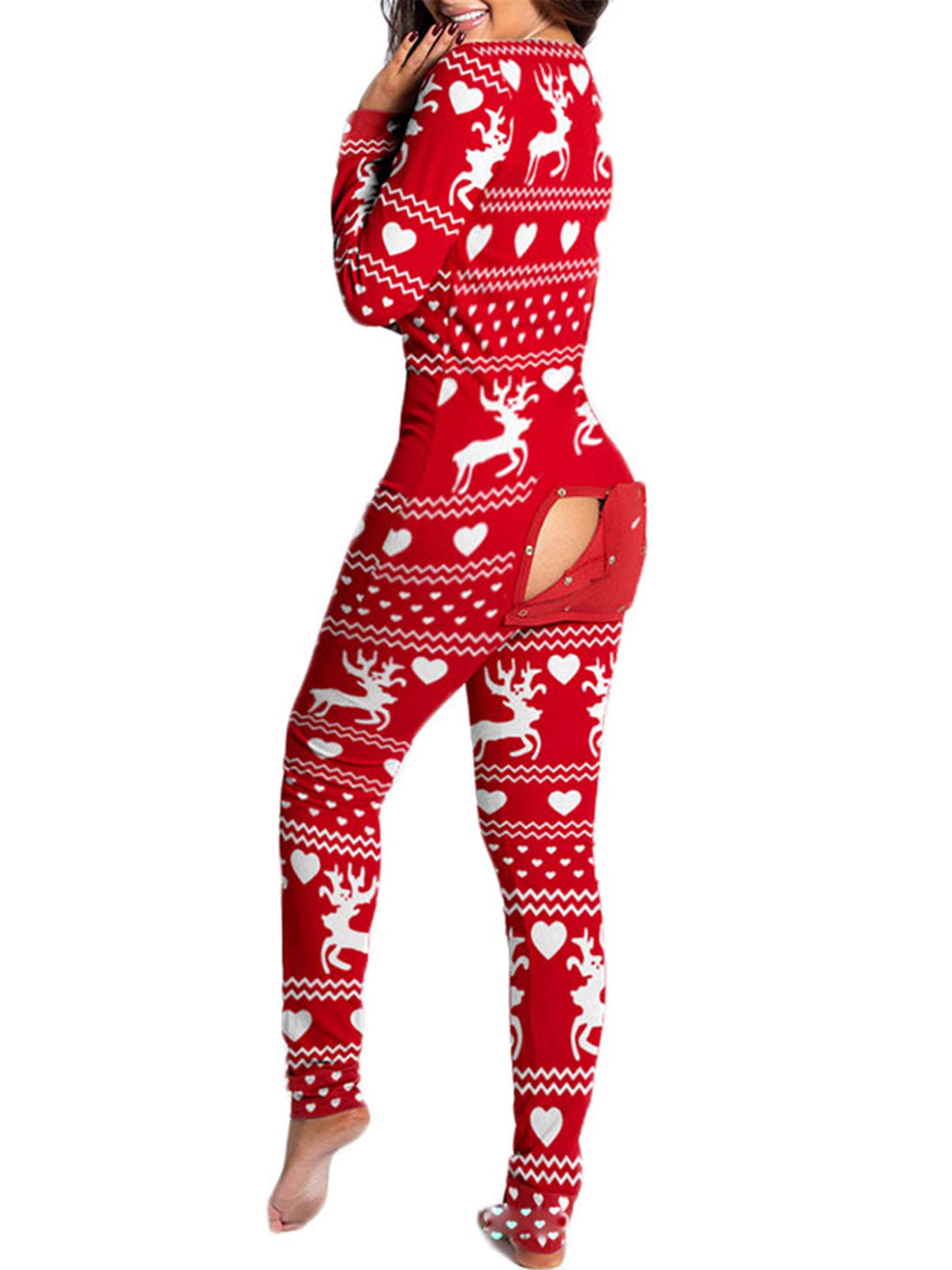Andongnywell Women's Sexy Button-Up Jumpsuit - Long Sleeve Bodycon Romper with Butt Accent Buttons | Perfect for Date Night, Club Outfits & Loungewear Pajamas