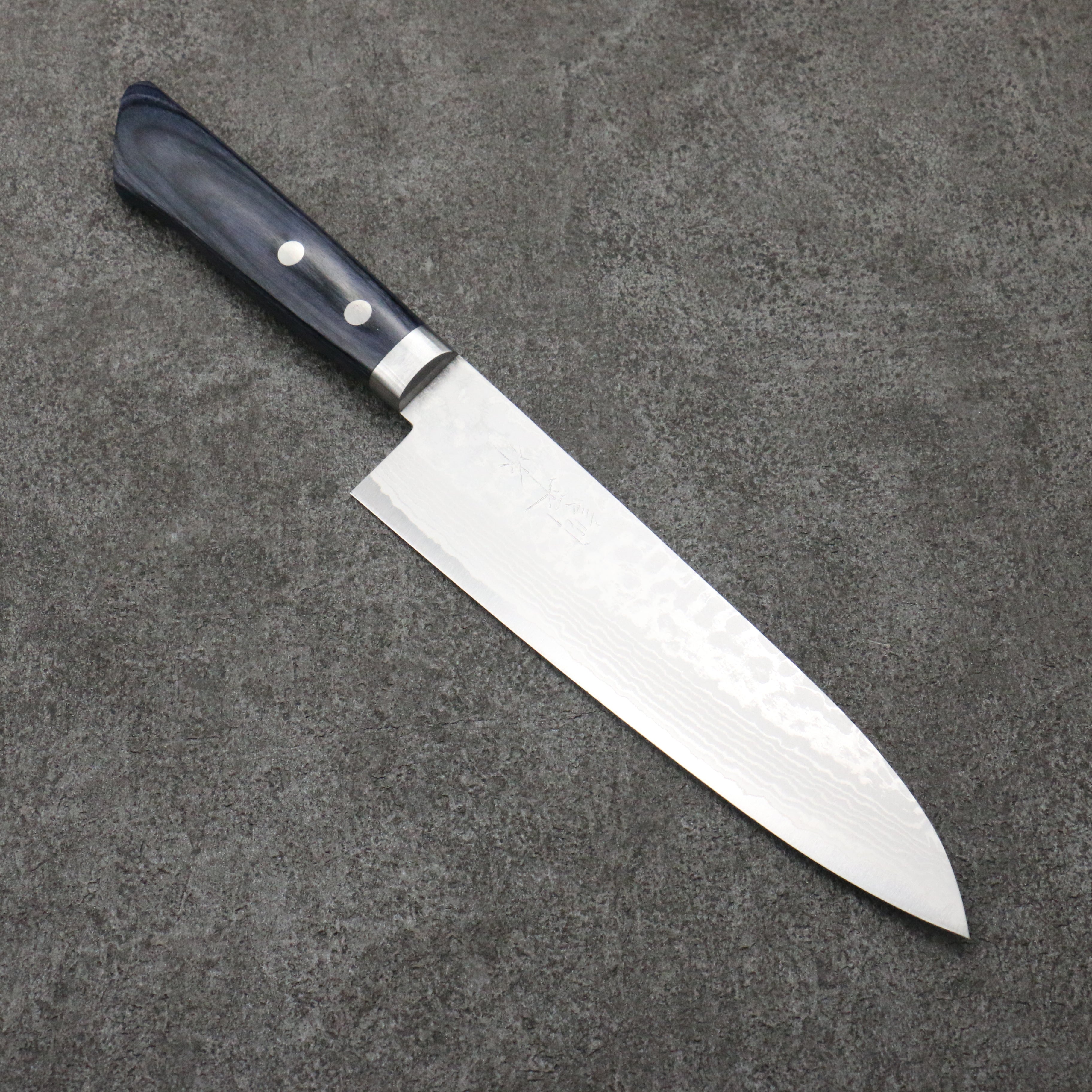 Kunihira Sairyu VG10 Damascus Gyuto Chef Knife 180mm - Japanese Kitchen Knife with Navy Blue Pakkawood Handle - Perfect for Sushi, Meat Cutting & Professional Cooking