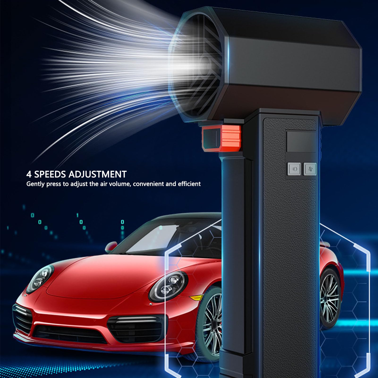 50000RPM 1600g Thrust 64mm Duct Turbine Fan with LED Light - High Speed Brushless Motor 11 Blades Electric Air Duster - 4000mAh Battery 4 Speeds - Perfect for PC Cleaning, Keyboard Dusting, and Electronics Maintenance