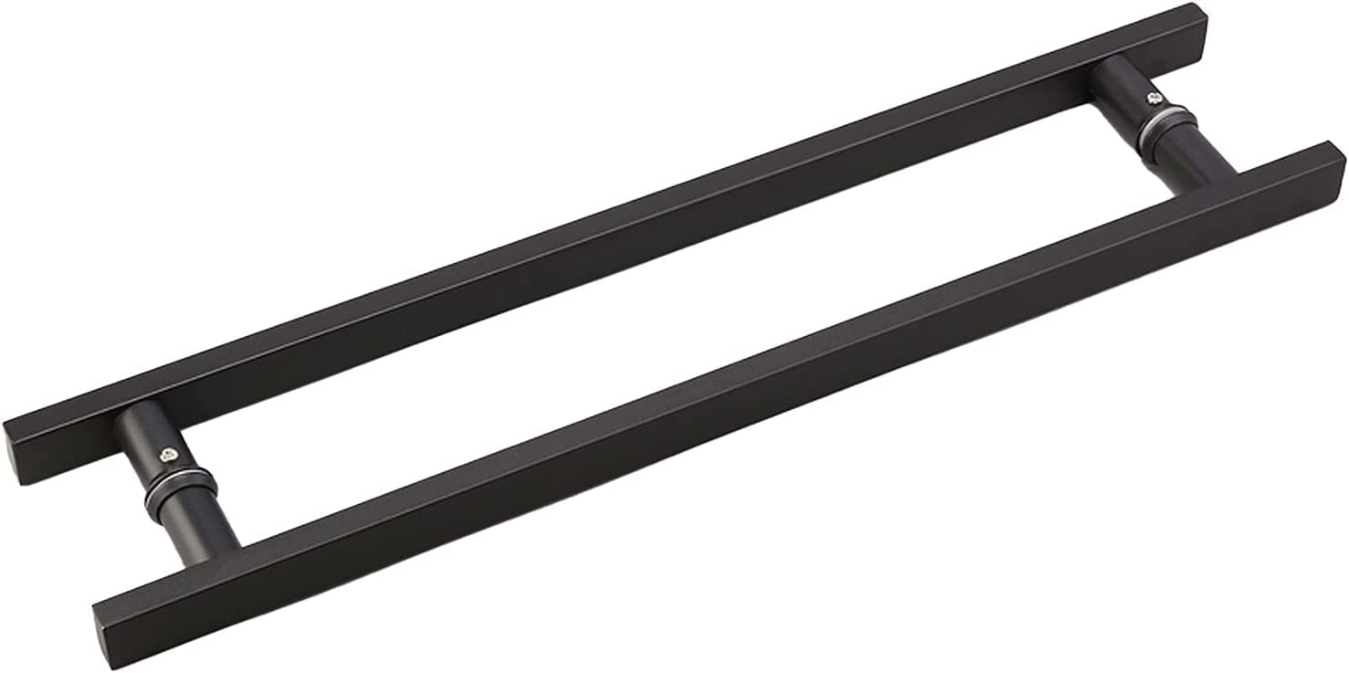 MIQXUAN Modern SUS 304 Stainless Steel H-Shape/Ladder Style Glass Sliding Door Handle - Black | Shower & Bathroom Glass Door Handle for Home & Commercial Use