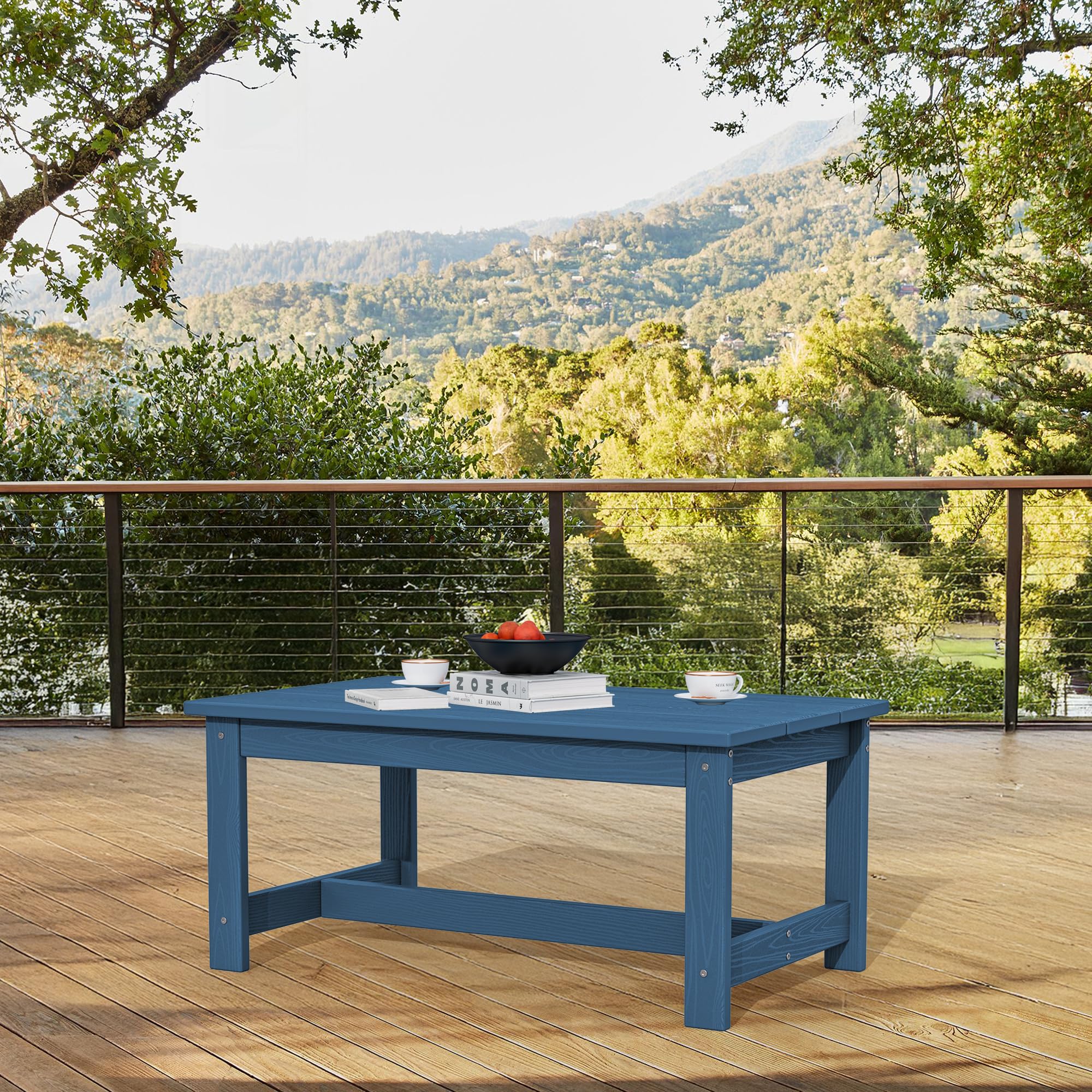 SERWALL HDPE Outdoor Coffee Table - All-Weather Rectangle Patio Table for Deck, Porch, Lawn - 37.8