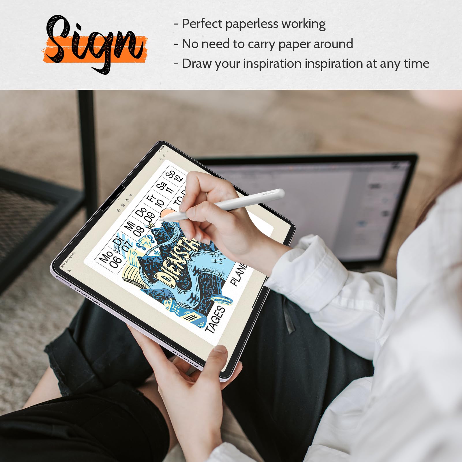 [2 Pack] Anti-Glare Paper Feel Screen Protector for iPad Air 5th Gen (2022) & iPad Air 4 (2020) 10.9 Inch - Also Compatible with iPad Pro 11 Inch (2018-2022) - Natural Writing & Drawing Experience - Perfect for Artists, Students & Office Work
