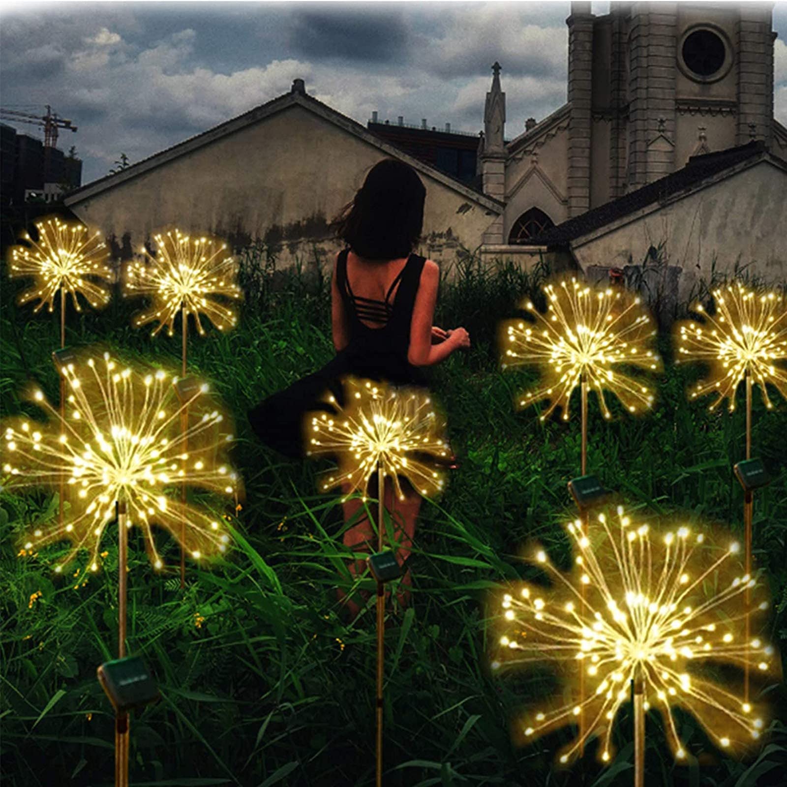 YESLADY Solar Firework Lights - 90 LED Starburst Lights with 8 Flashing Modes, Waterproof Copper Wire Outdoor Garden Lights for Pathway, Patio, Lawn, Backyard, Wedding & Party Decorations | Perfect for Landscape Lighting and Holiday Celebrations