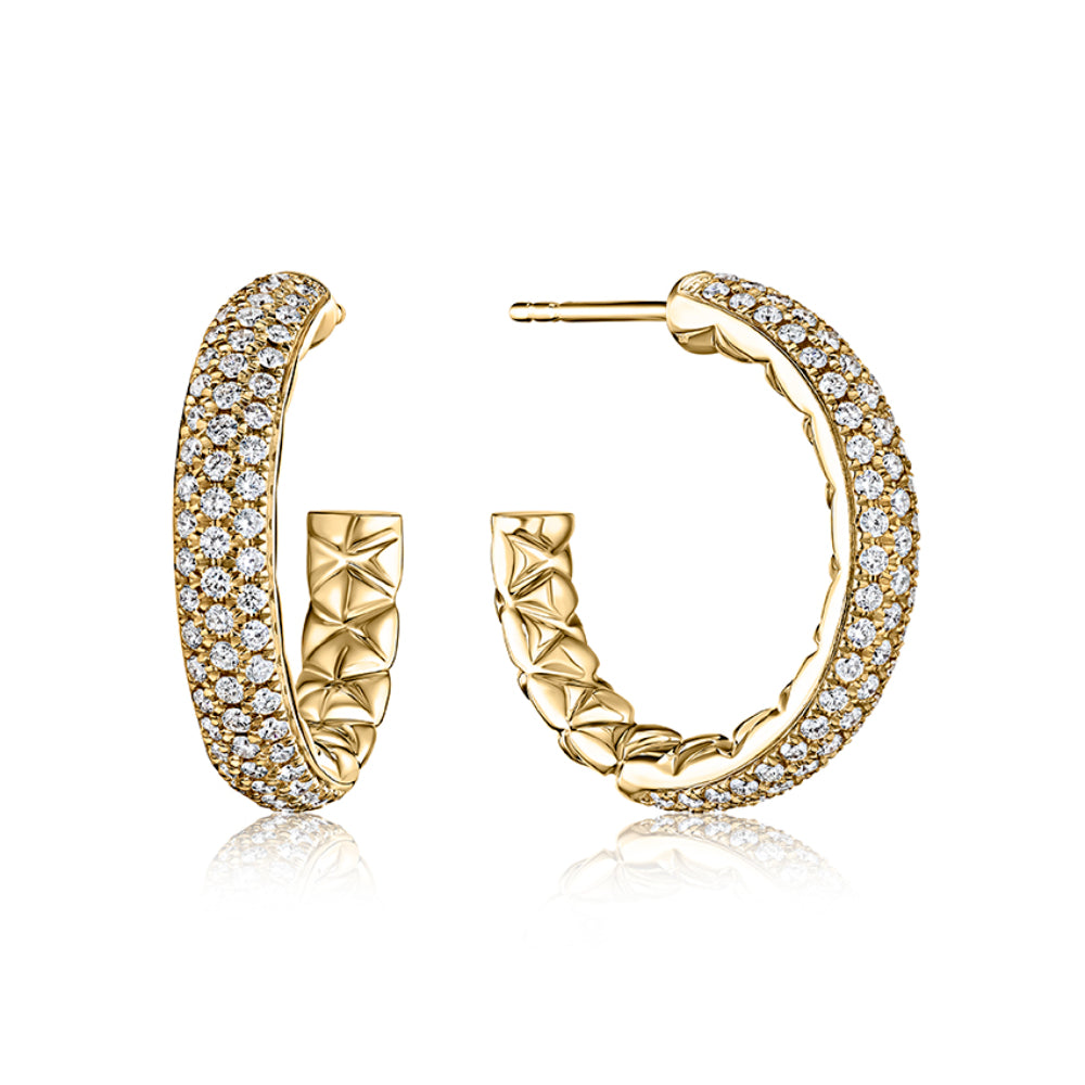 A. Jaffe Large Pavé Diamond Hoop Earrings with Quilted Interior - Perfect for Weddings, Parties & Special Occasions