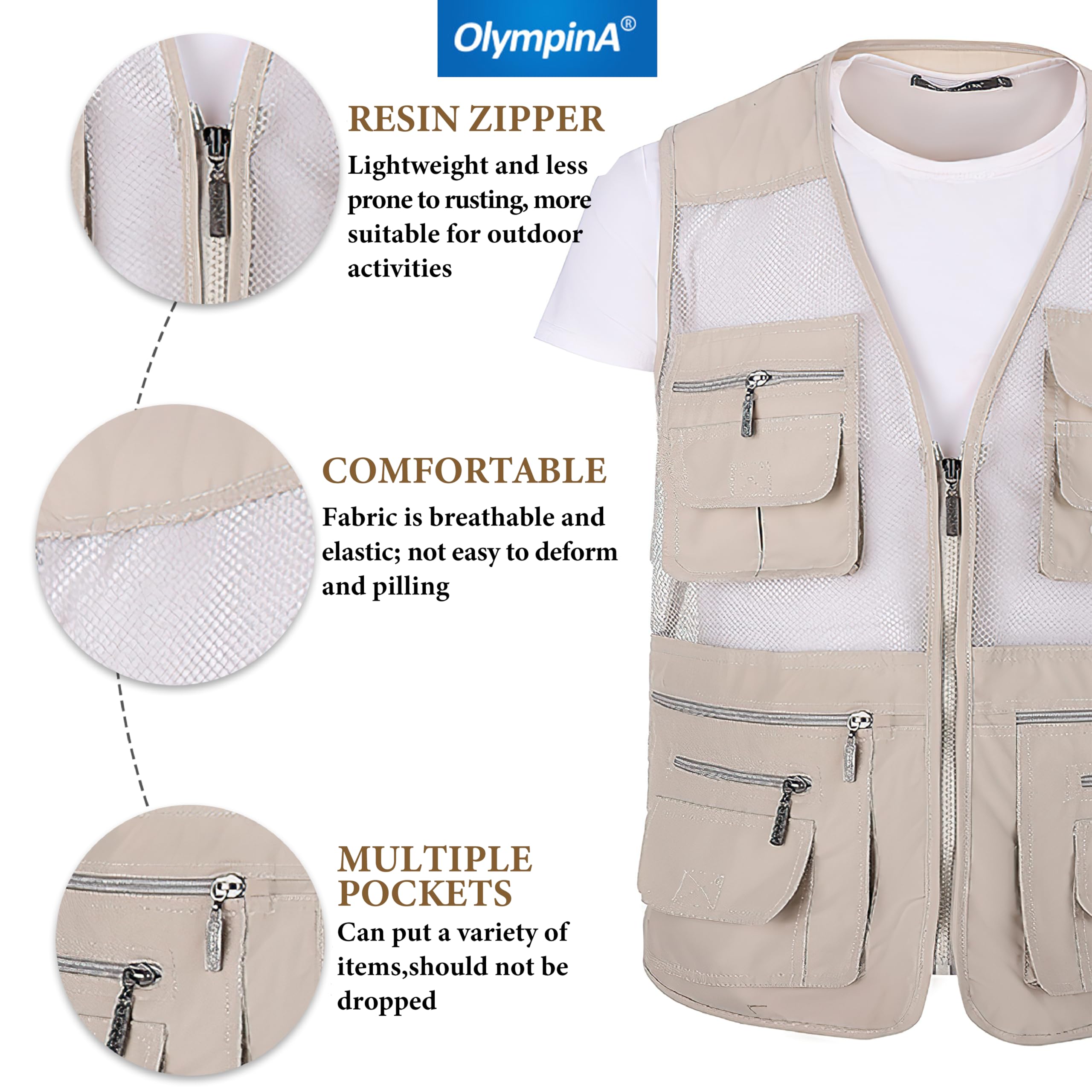 Men's Multi-Pocket Fishing Vest for Hiking & Photography