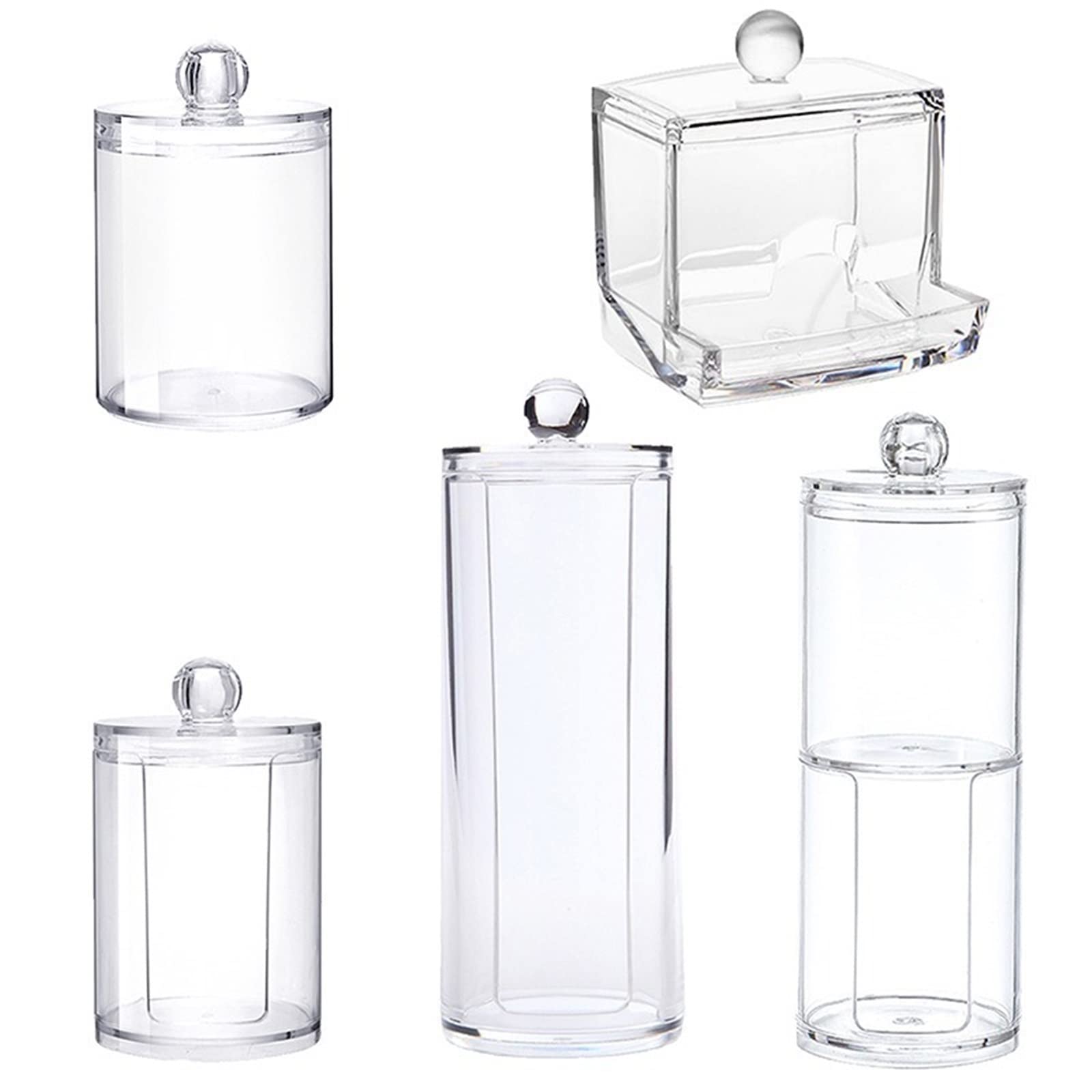 UNIQUE MAN Acrylic Makeup Organizer - Empty Cosmetic Storage Box for Cotton Swabs, Qtips & Jewelry | Clear Desktop Organizer for Bathroom Vanity & Dresser (Color: F)