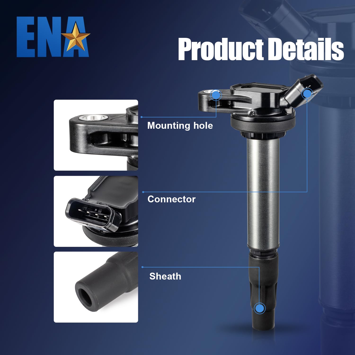 ENA Set of 4 Ignition Coil Packs - Compatible with Toyota Corolla/Prius V/Matrix/CT200H/Scion XD 2009-2020, 1.8L/2.0L/2.4L Engines - Replaces UF596 UF619 - Perfect for Engine Tune-Up & Performance Enhancement