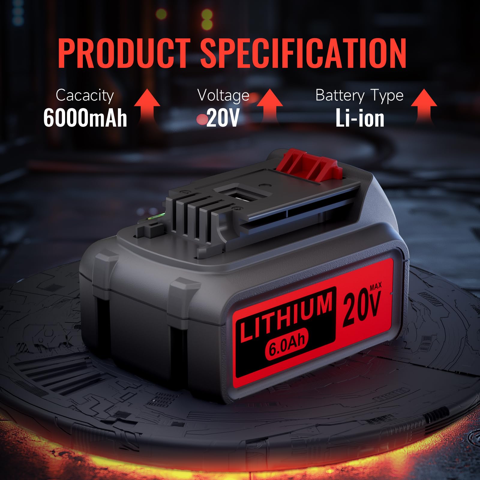 LBXR20 20V 6.0Ah Lithium-Ion Replacement Battery for Power Tools - Compatible with Dewalt, Black & Decker, Porter Cable - Perfect for Drills, Saws, and Outdoor Power Equipment