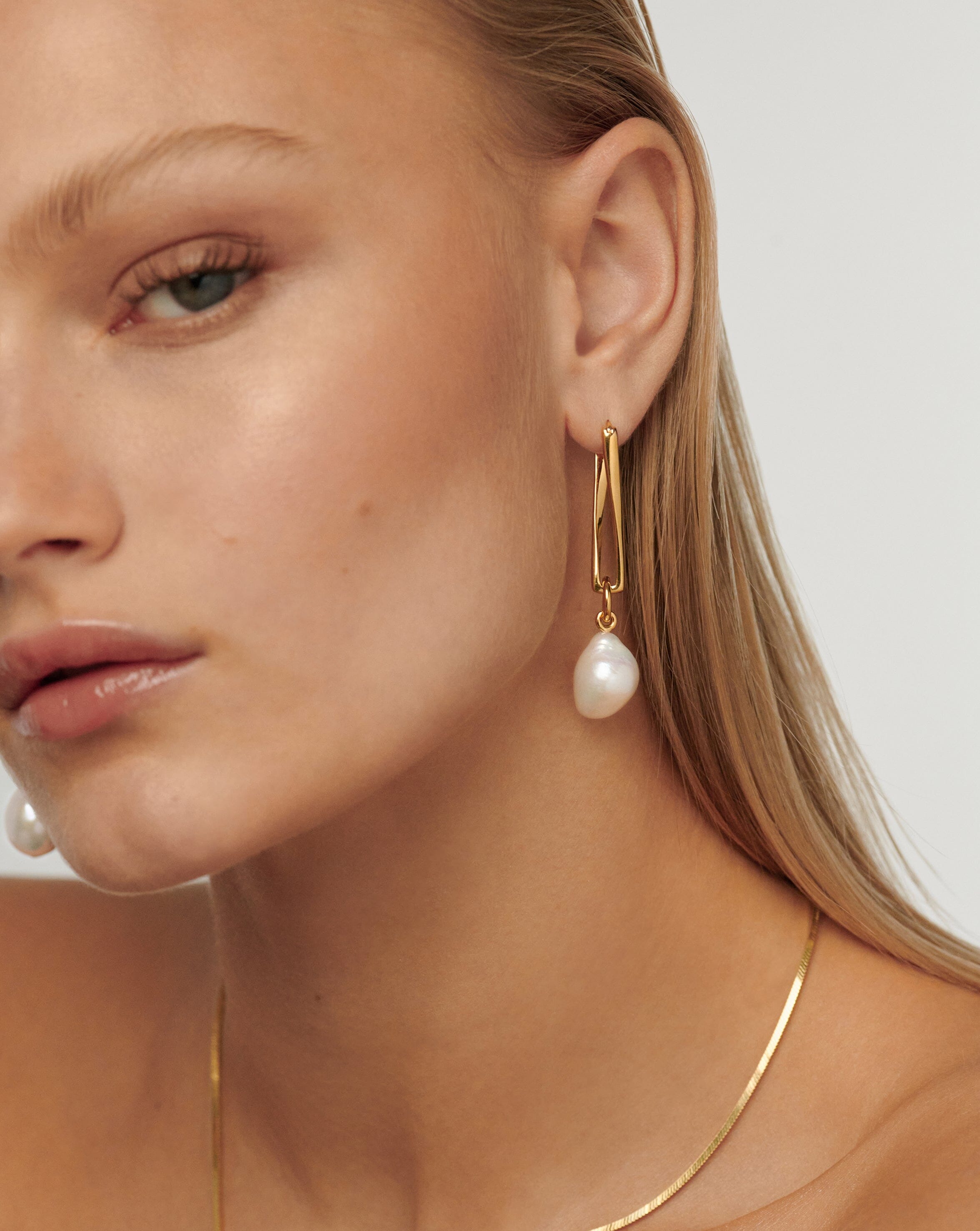 Baroque Pearl Twisted Drop Earrings - 18k Gold Plated Dangle Earrings with Natural Pearls | Elegant Jewelry for Women, Perfect for Weddings, Parties & Special Occasions