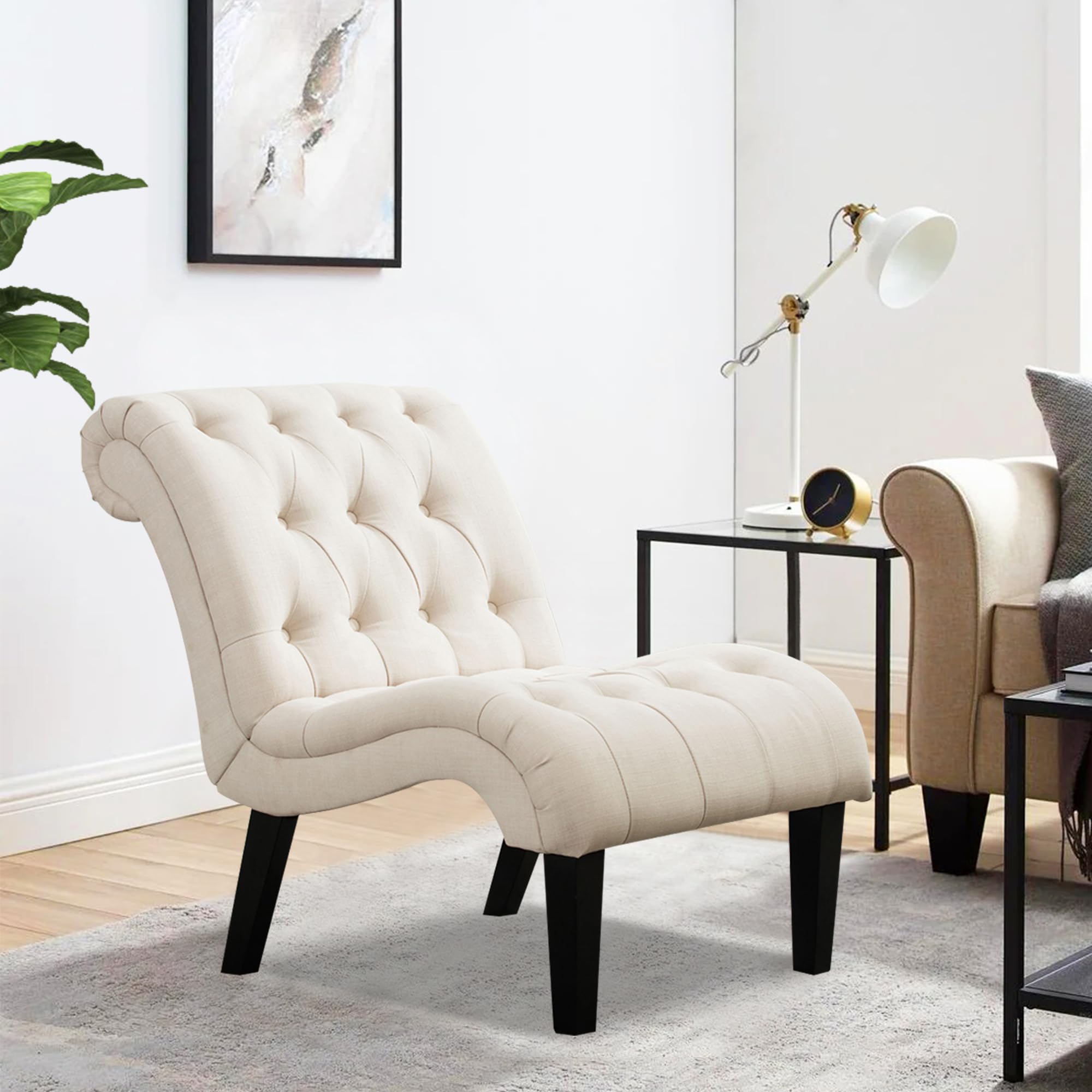 HAOBO Button Tufted Accent Chair - Armless Slipper Chair for Living Room, Bedroom & Dining Room - Modern Home Furniture for Relaxing, Reading & Decor