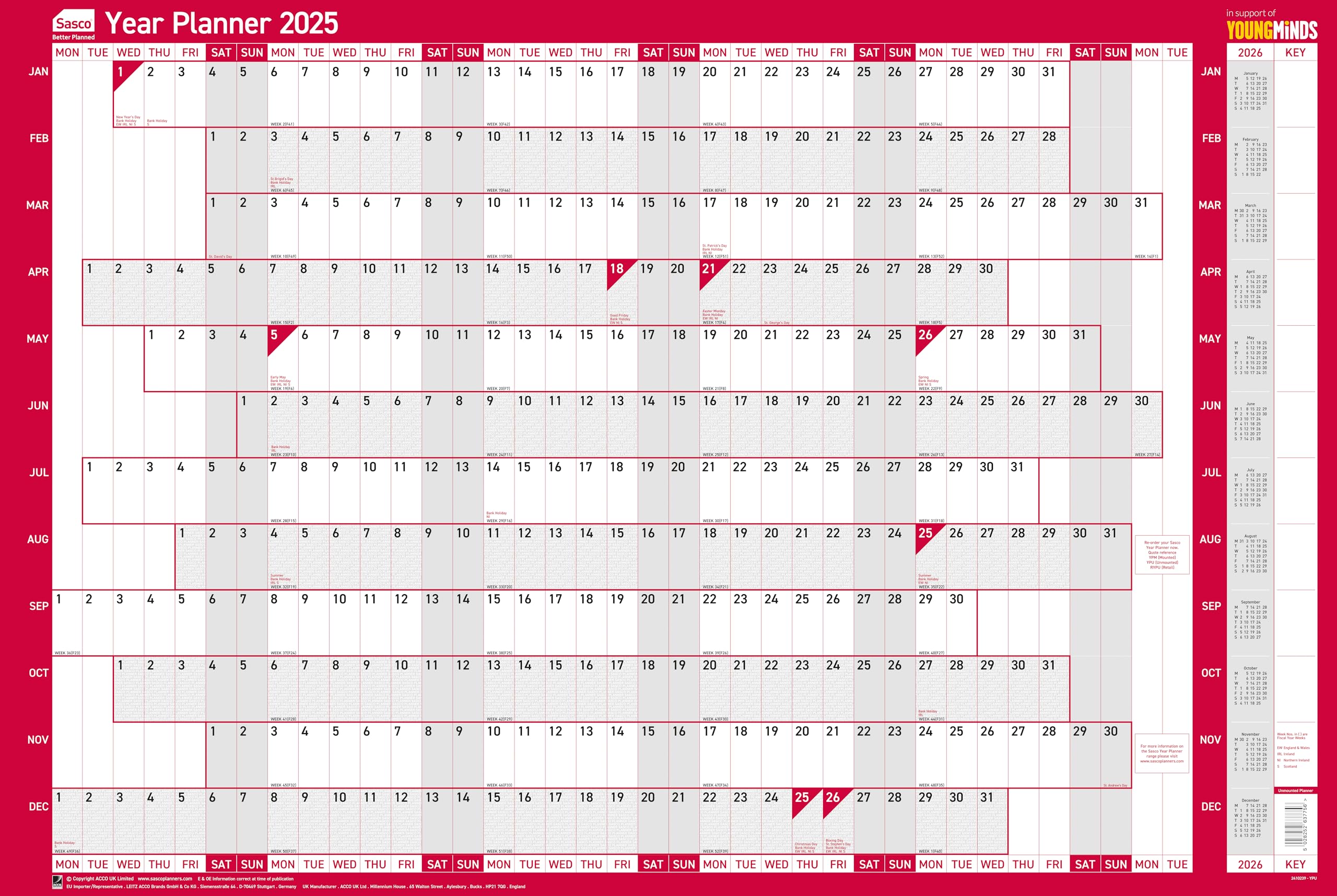 2025 Dry Erase Wall Calendar Planner Set - 36