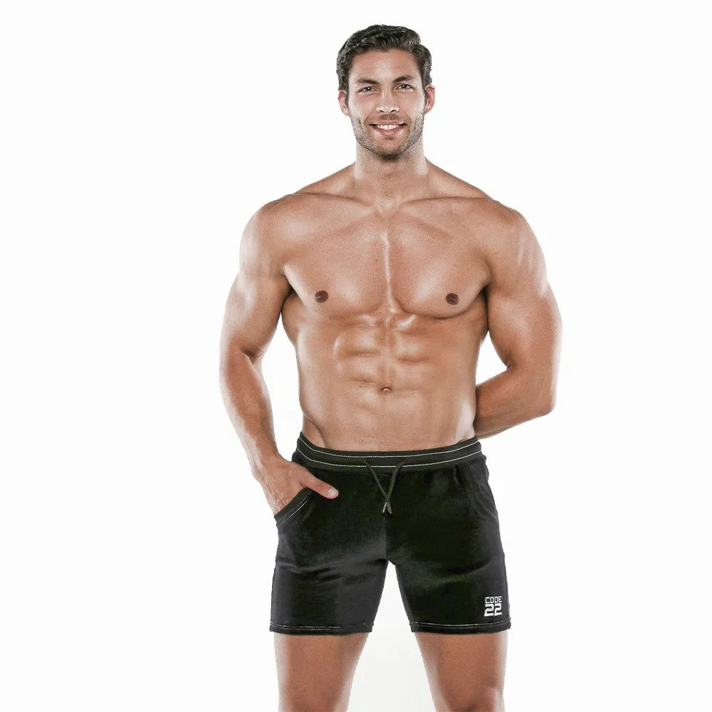 Code 22 Plush Velvet 5 Short 9920 Black - Soft Velvet Shorts for Women, Lounge & Sleepwear, Comfortable Home Outfits