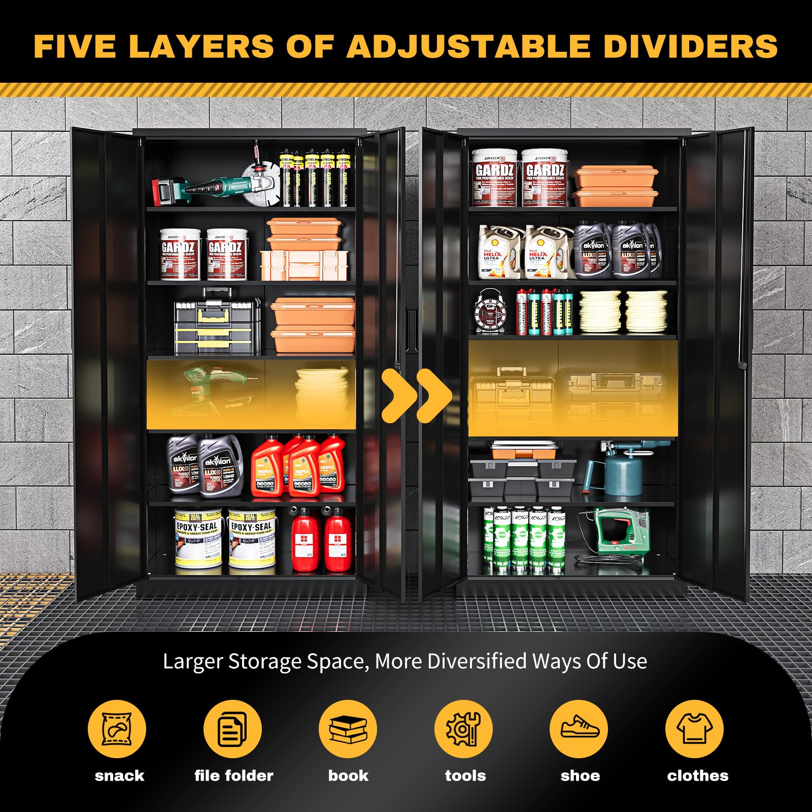 Heavy-Duty Metal Storage Cabinet with Lock - 71