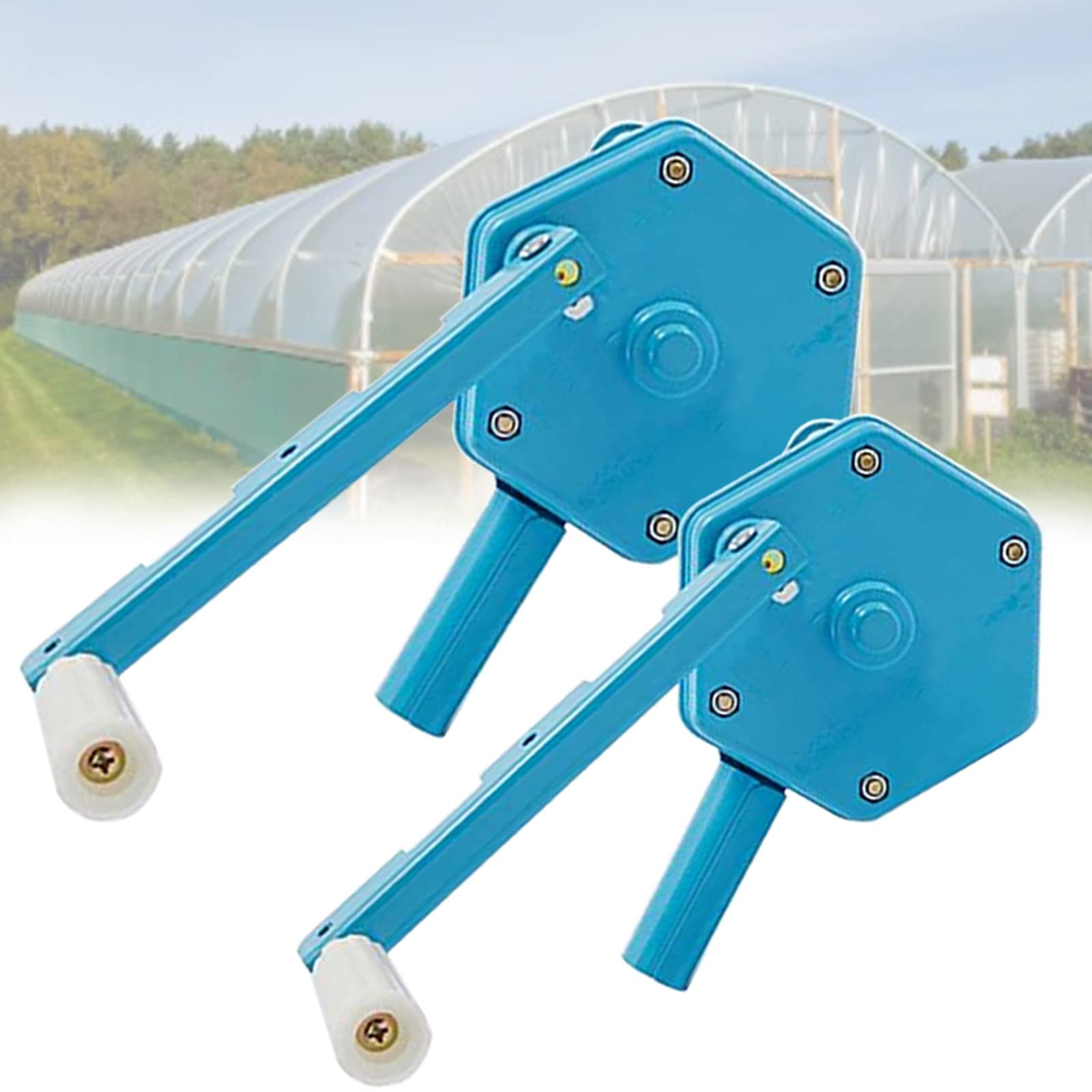 **Manual Greenhouse Hand Crank Winch - Aluminum Alloy Film Coiler for Orchard & Farm - Non-Slip Handle - 2 Pack - Perfect for Greenhouse Side-Wall Ventilation & Crop Protection**