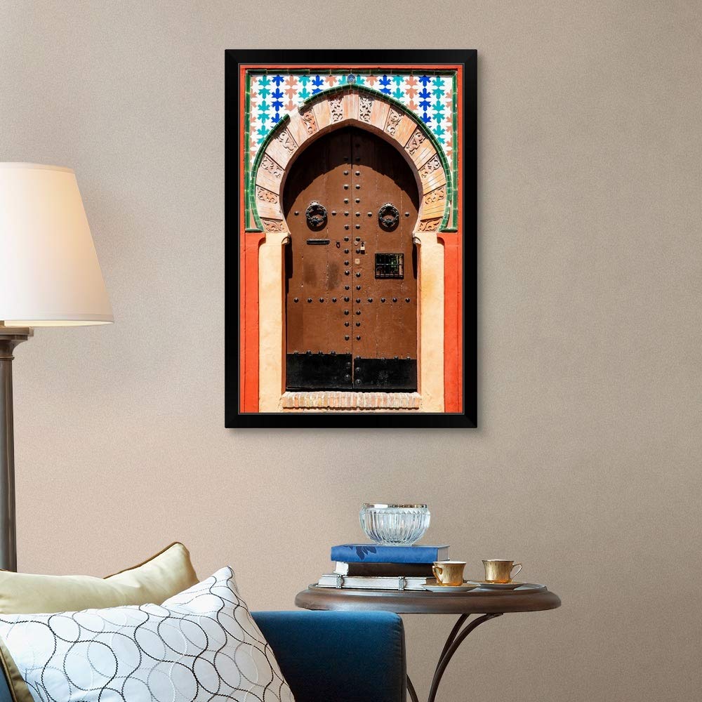 Arabic Door Black Framed Art Print - Handmade in Spain, Premium Wall Decor for Living Room, Bedroom & Office | Unique Spanish Artwork for Home & Gifts