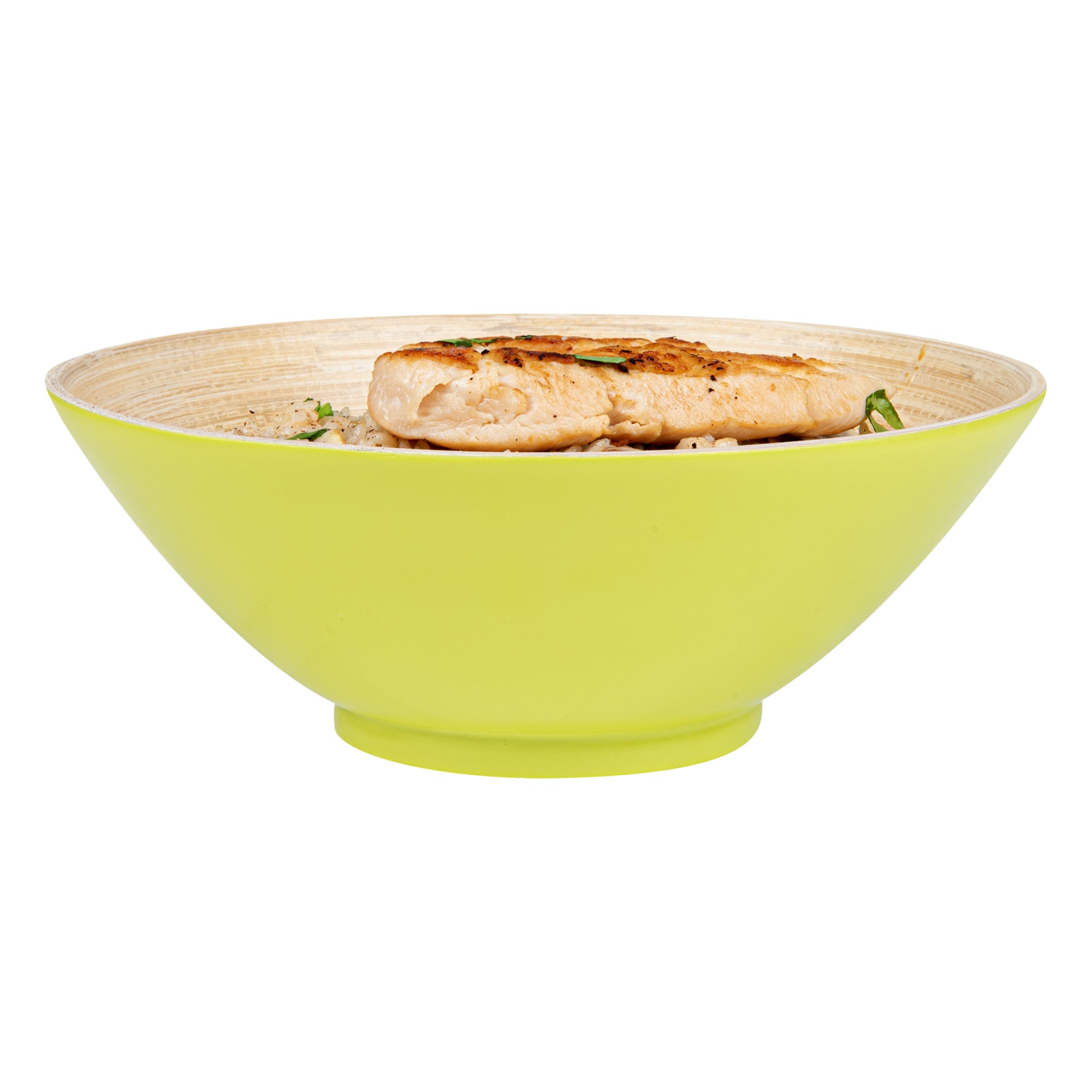 Bambuddha 29 oz Eco-Friendly Round Green Spun Bamboo Serving Bowl - 8.25