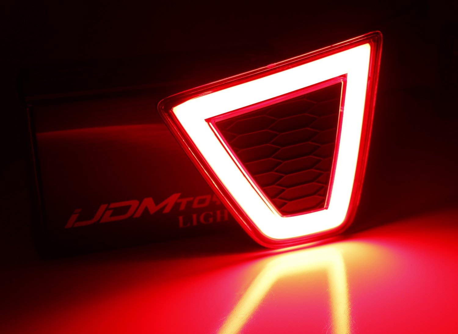 iJDMTOY Red LED Bumper Reflector Lights for 2015-2017 Honda FIT - JDM Fluid Style Lenses, Rear Fog Lights, Running Lights & Brake Lights | Upgrade Your Car's Safety & Style for Night Driving and Bad Weather Conditions