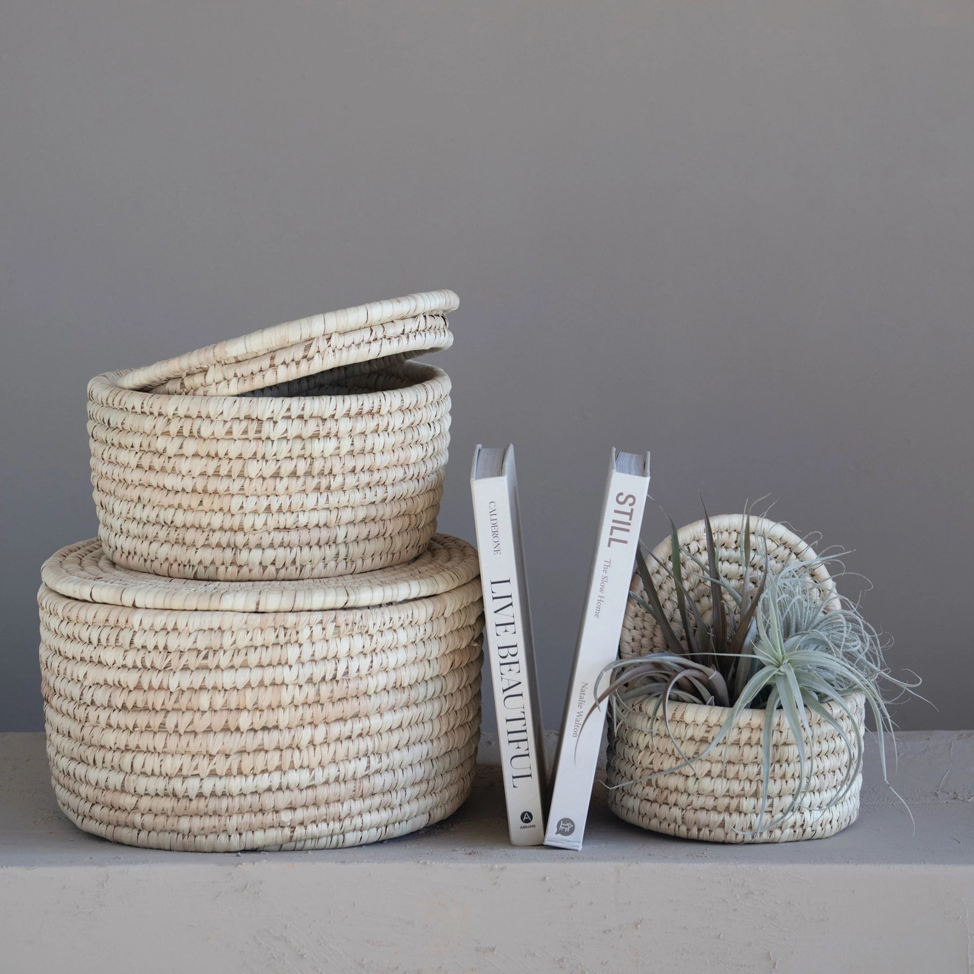 Hand Woven Storage Basket with Lid - Natural Rattan Organizer for Home Decor, Laundry, Toys & Blankets | Perfect for Living Room, Bedroom & Nursery Organization