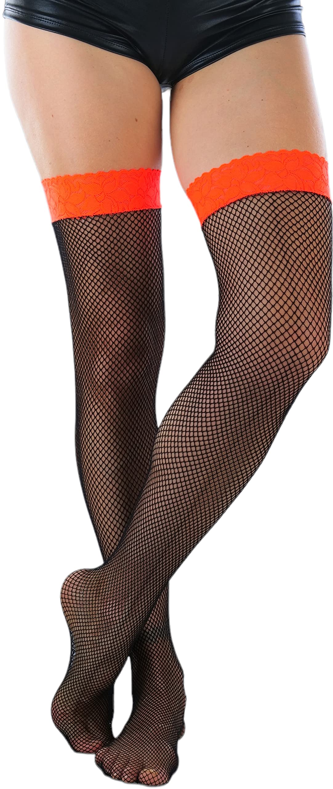 Stylish Women's Fishnet Thigh High Stockings - Bright & Vibrant Fashion Hosiery for Parties, Cosplay & Night Out