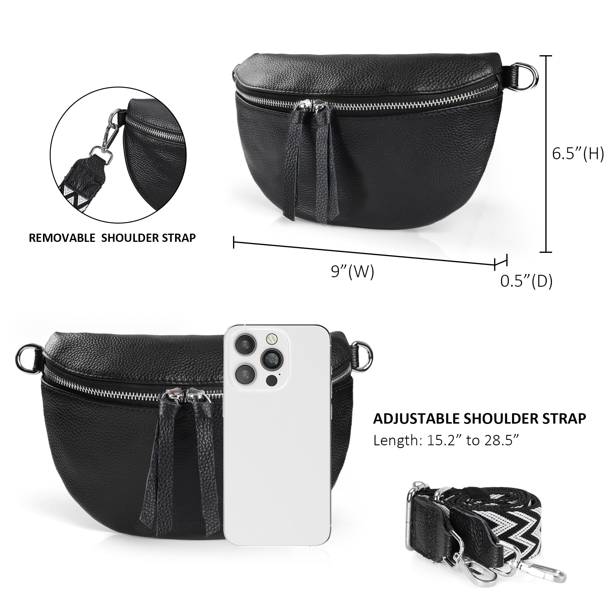 Befen Genuine Leather Small Sling Bag for Women - Crossbody Fanny Pack Purse, Perfect Gift for Teen Girls & Travel Accessories (Ideal for Shopping, Concerts & Outdoor Adventures)