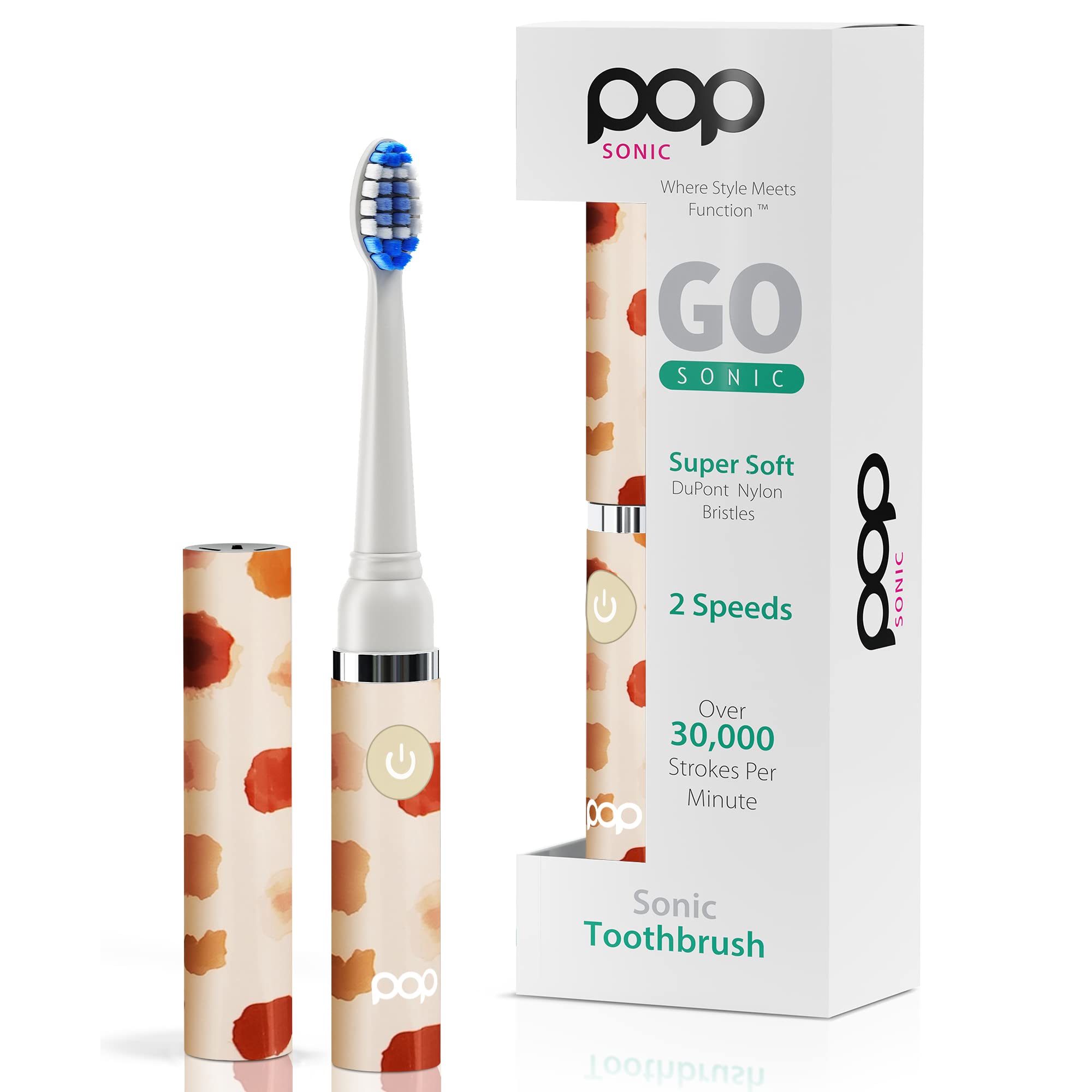 Pop Sonic Electric Toothbrush for Kids - Rechargeable Giraffe Design with 2 Speed Modes (15,000-30,000 RPM), Soft Dupont Nylon Bristles, AAA Battery Powered - Perfect for Travel, Home & School Use