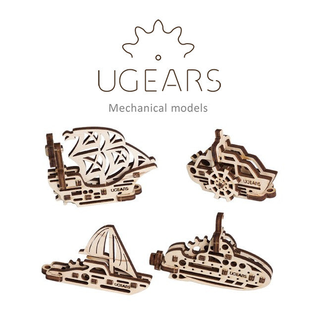 UGears U Fidget Ships - 3D Wooden Puzzle & Stress Relief Toy for Adults & Teens | Fun Desk Decor & STEM Learning Activity | Perfect for Office, Home & Classroom Use