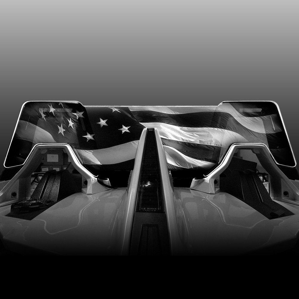 Color Changing LED Wind Deflector for 2014-2024 Polaris Slingshot Convertible - Laser Etched American Flag Windrestrictor with Illuminated Graphics | Perfect for Night Driving & Car Shows
