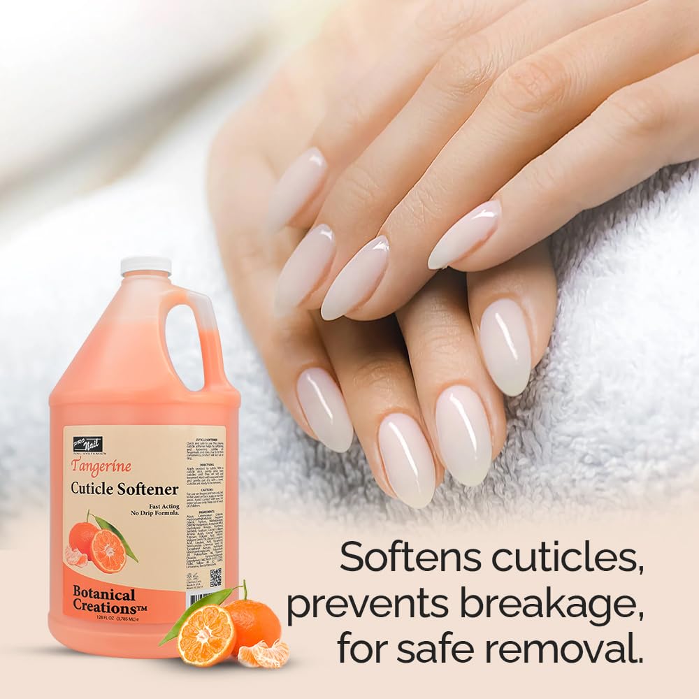 PRO NAIL - Professional Cuticle Remover & Nail Softener Liquid with Panthenol, Amino Acids, Collagen & Wheat Germ Oil - 128 Oz Fast Acting Lotion for Pedicure & Manicure - Perfect for Salon & Home Nail Care