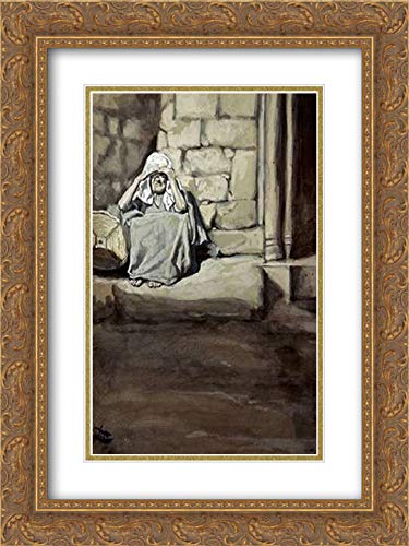 Tissot James 15x18 Inch Gold Ornate Framed Double Matted Museum Art Print - Miriam Shut Out from The Camp - Premium Wall Decor for Living Room, Office & Gallery Display