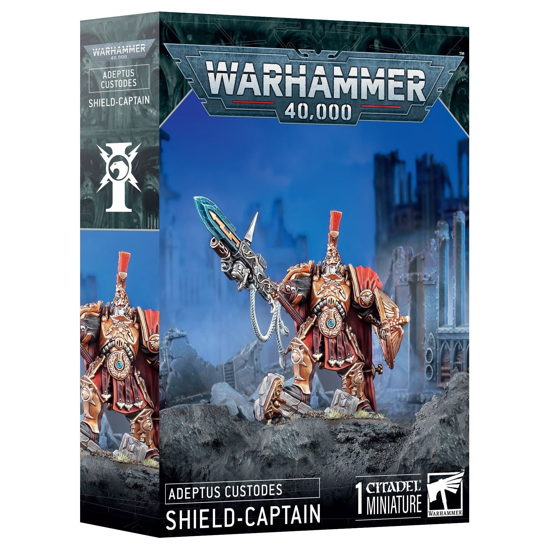 Adeptus Custodes Shield Captain - Warhammer 40K Miniature Figure for Tabletop Gaming & Collecting - Perfect for Wargaming, Display, and Painting Projects