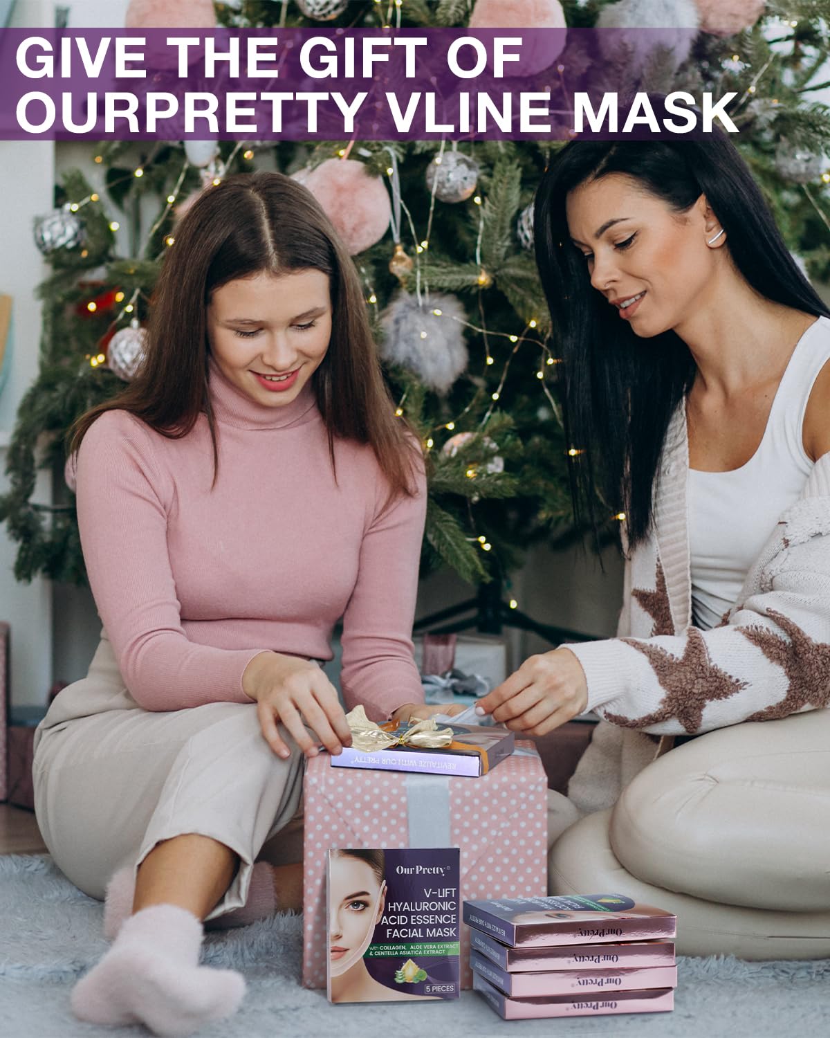 V-Line Shaping Contouring Face Masks (5 Pack) - Double Chin Reduction Mask with Collagen, Aloe Vera & Hyaluronic Acid - Anti-Wrinkle, Skin Firming & Tightening for Jawline Lift - Perfect for Daily Skincare & Special Occasion Prep