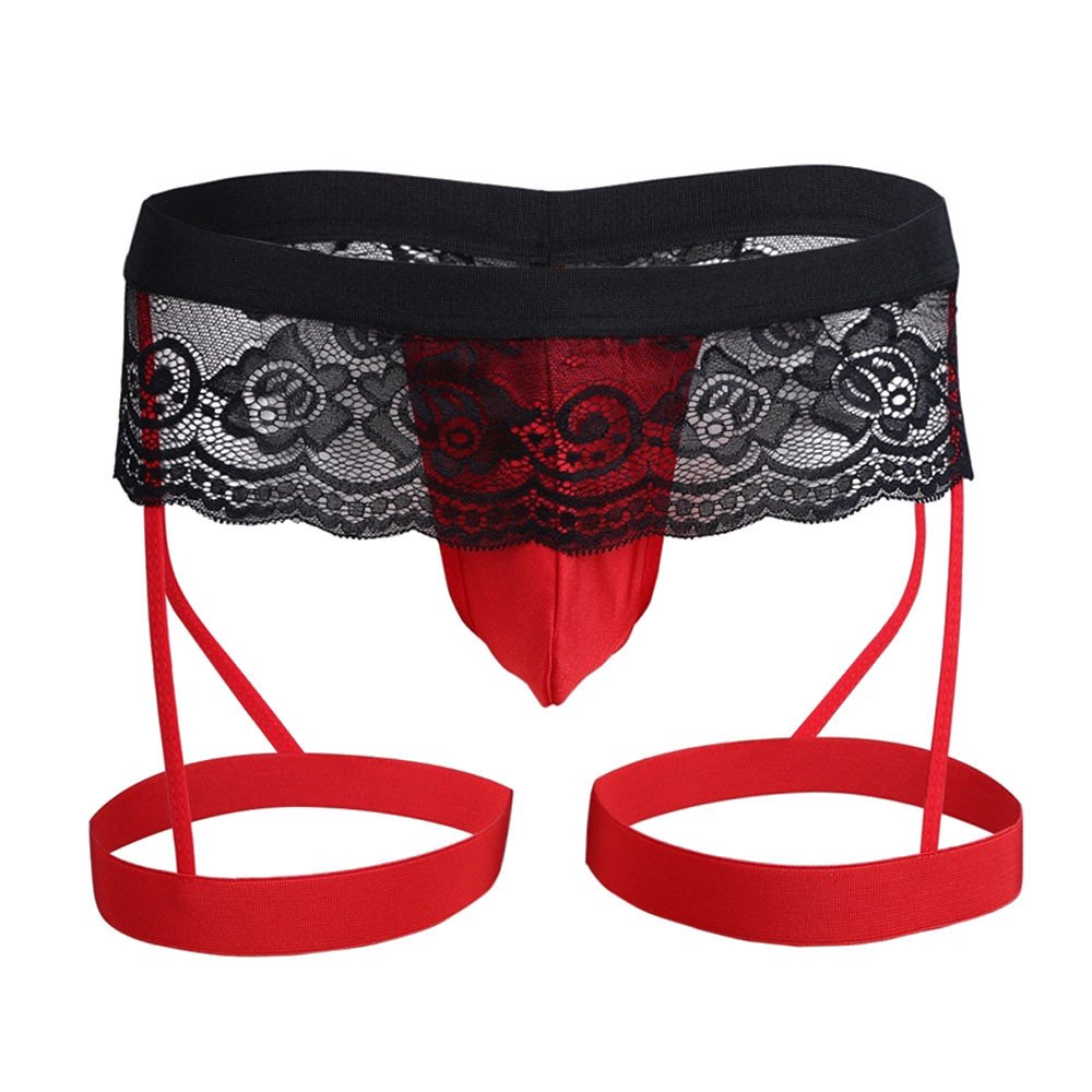**Men's Lace Thong Underwear with Enhance Pouch - Sexy Bikini Briefs & Boxers for Comfort & Style - Perfect for Intimate Wear, Roleplay & Special Occasions**