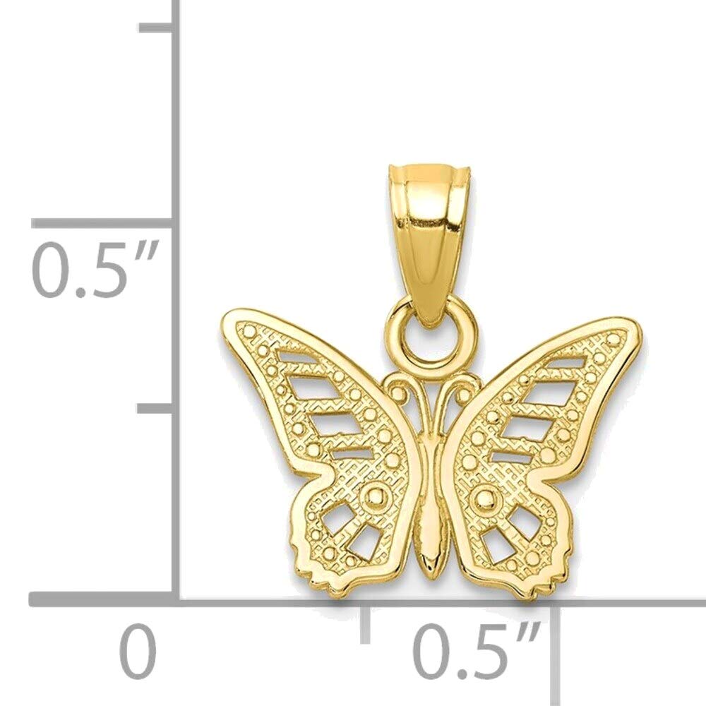 10K Yellow Gold Butterfly Charm Pendant Necklace for Women - Elegant Jewelry Gift for Birthday, Anniversary & Special Occasions