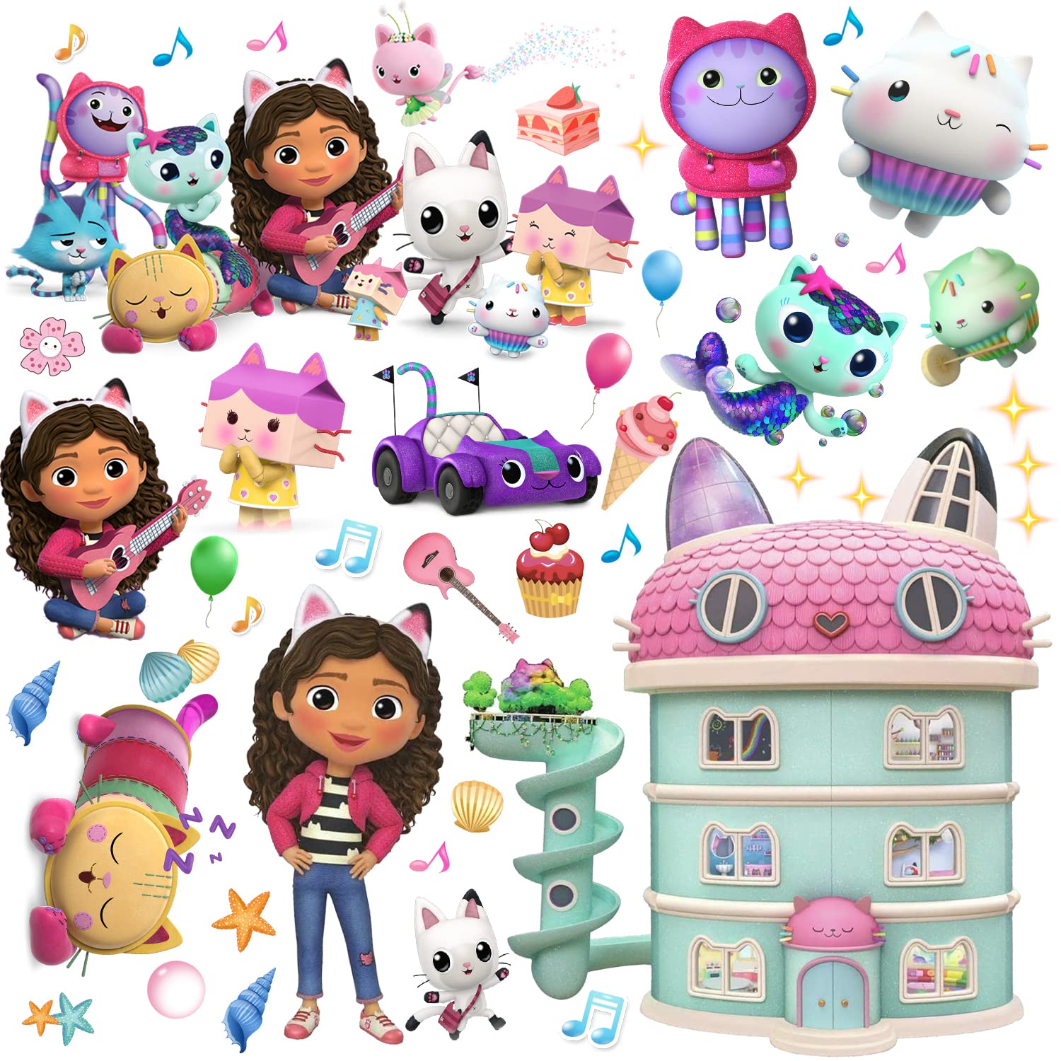 4 Pack Cartoon Wall Decals - Waterproof & Removable Peel and Stick Wall Stickers for Kids Room Decor - Perfect for Nursery, Bedroom, Playroom & Living Room Wall Art (Easy to Apply & Remove)