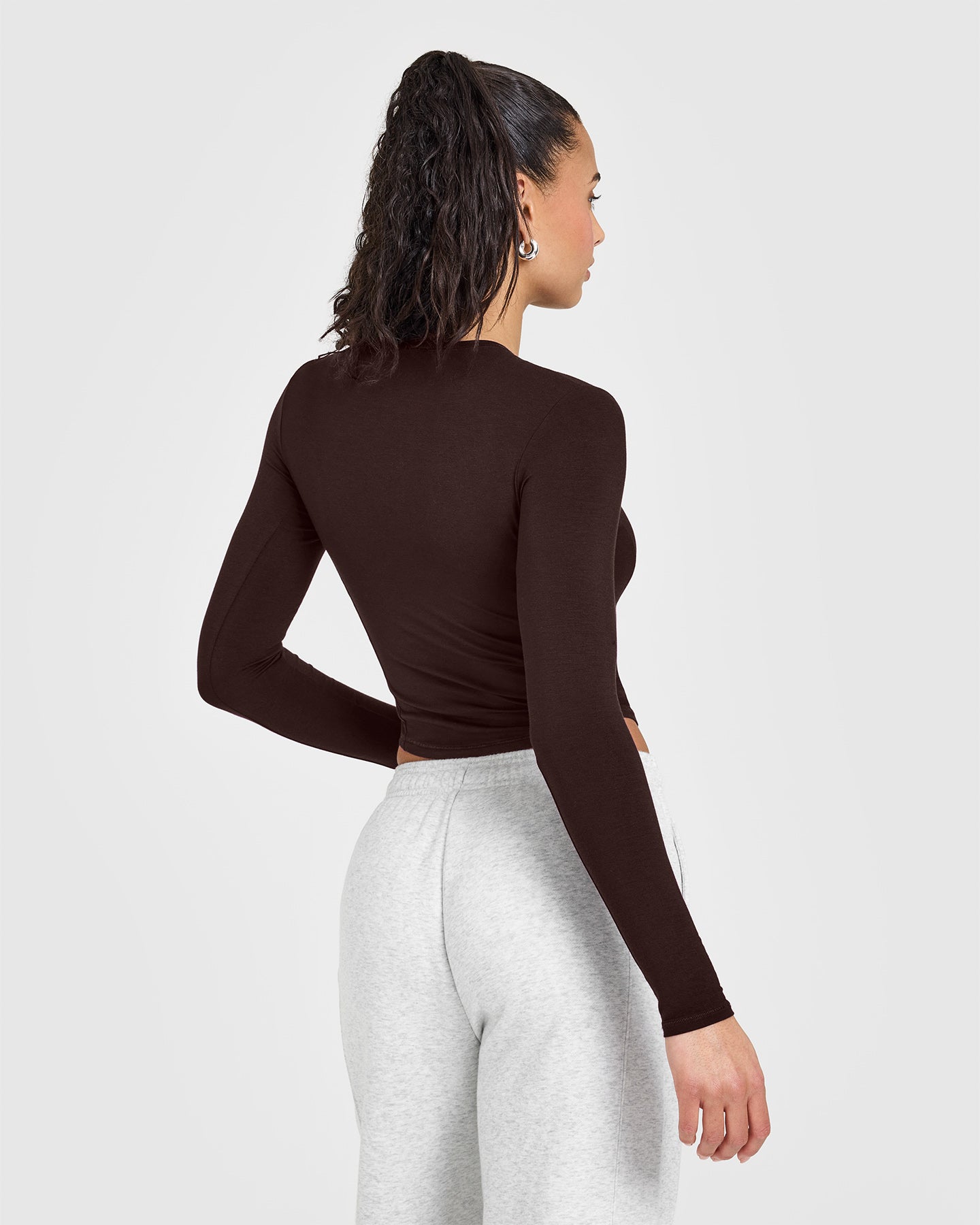 Mellow™ Soft Mid Long Sleeve Top for Women - 70% Cocoa Brown Comfortable Casual Shirt | Perfect for Work, Date Night & Fall Layering