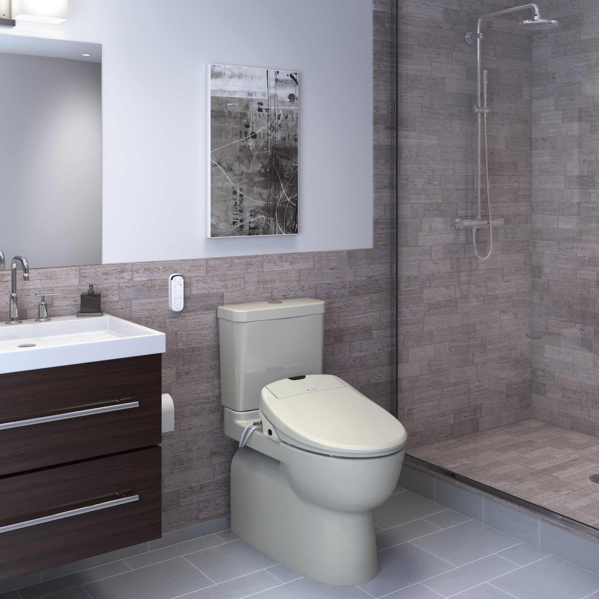 Brondell Swash 1400 Luxury Bidet Toilet Seat - Heated, Adjustable Nozzle, Warm Air Dryer (Biscuit Color) | Perfect for Modern Bathrooms & Spa-Like Comfort at Home