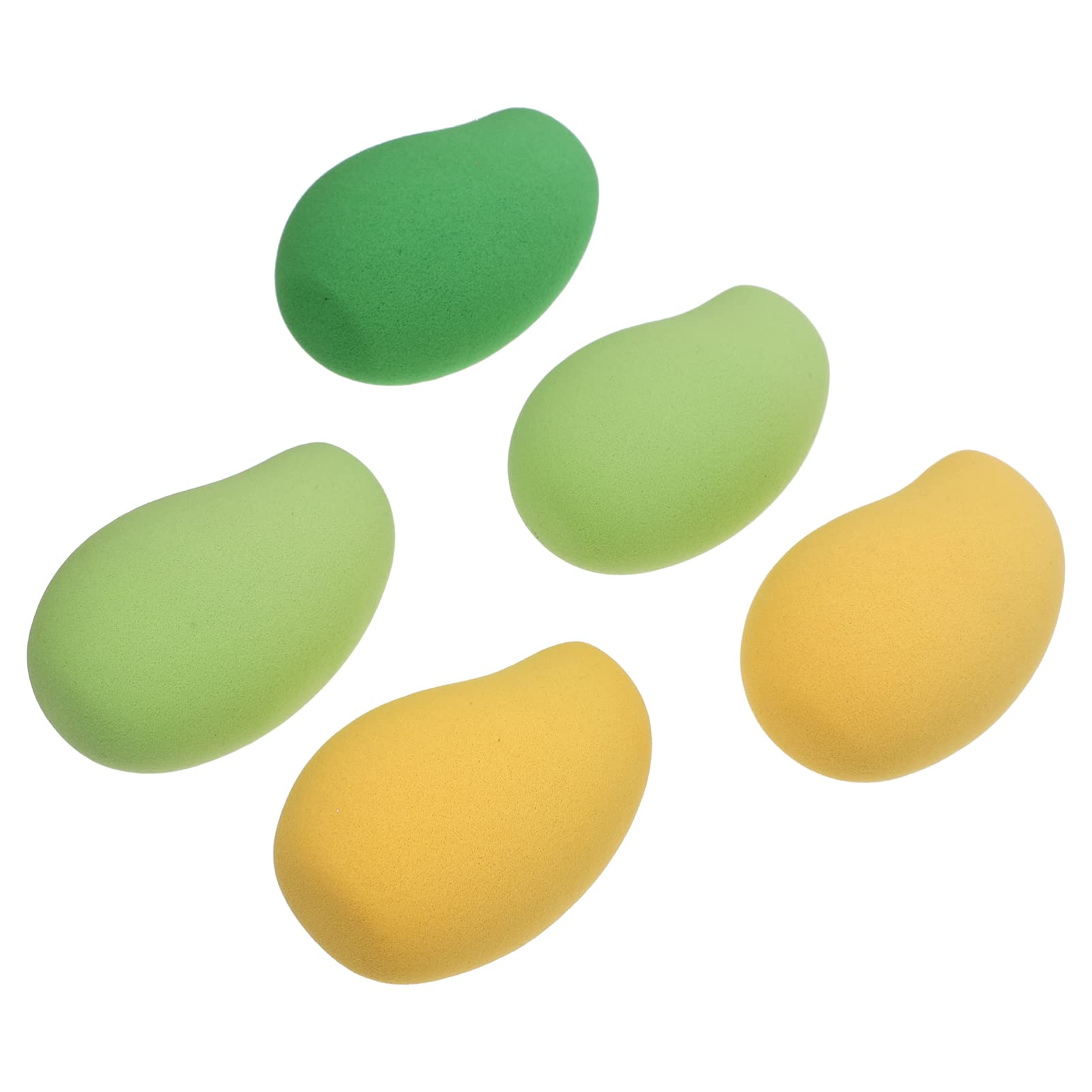 5-Piece Mango Shaped Makeup Sponge Set - Soft Blending Egg Puffs for Foundation, Concealer & Powder - Gentle Exfoliating & Cleansing Sponge for Face & Eyebrows - Perfect for Travel, Salon & Daily Makeup Application